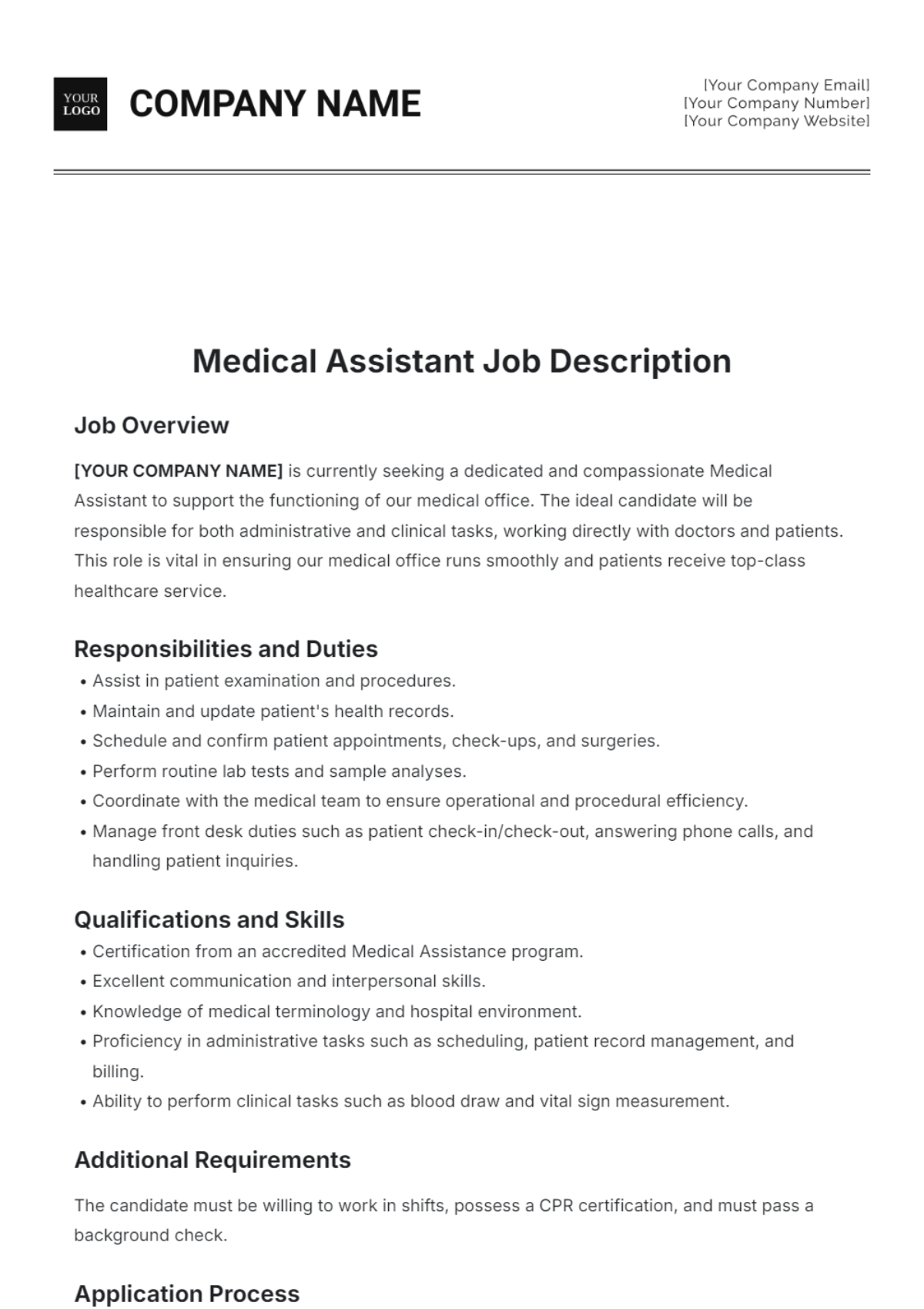 Medical Assistant Job Description Template - Edit Online & Download