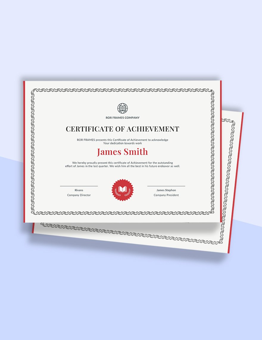 Professional Certificate of Achievement Template