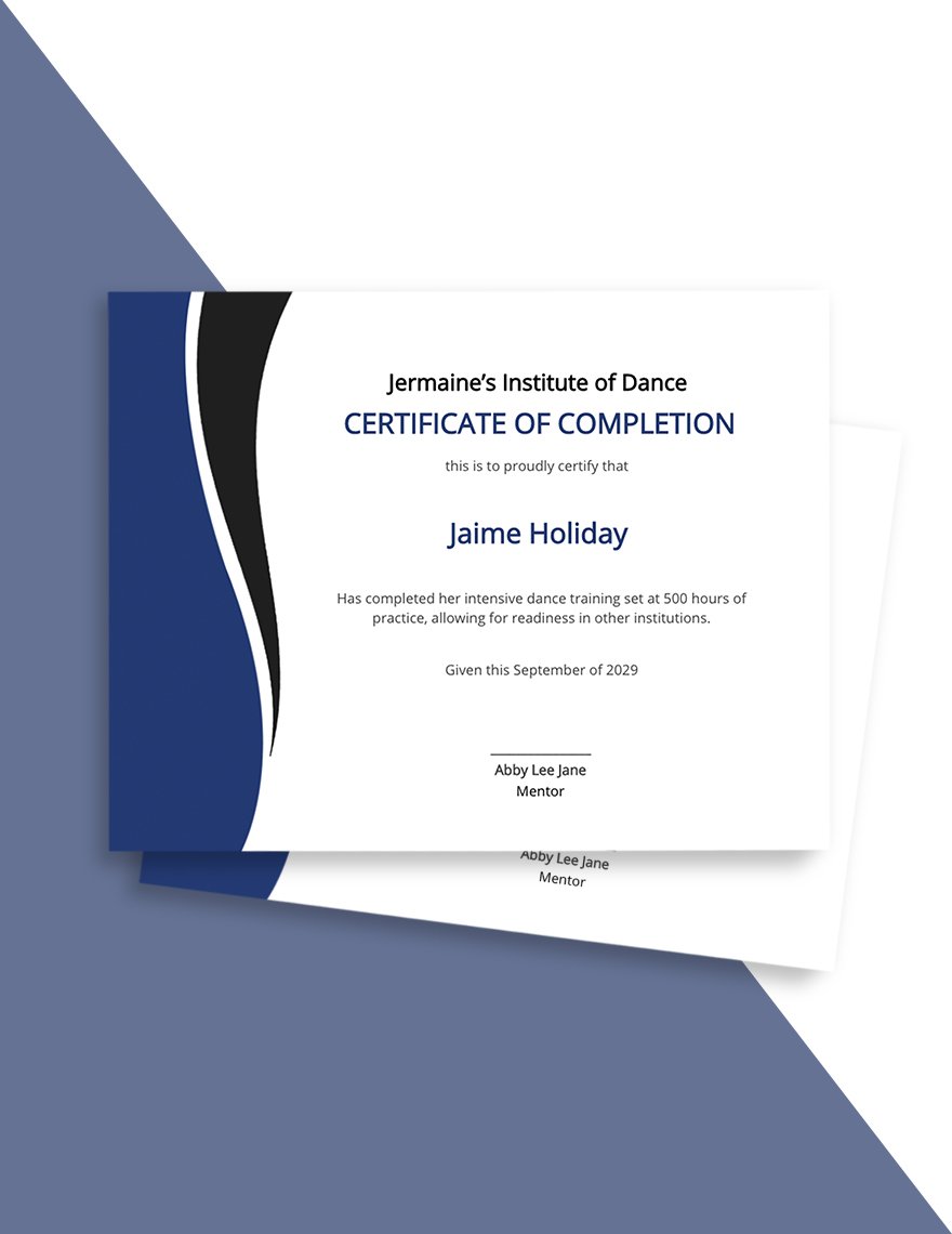 Professional Certificate of Completion Template