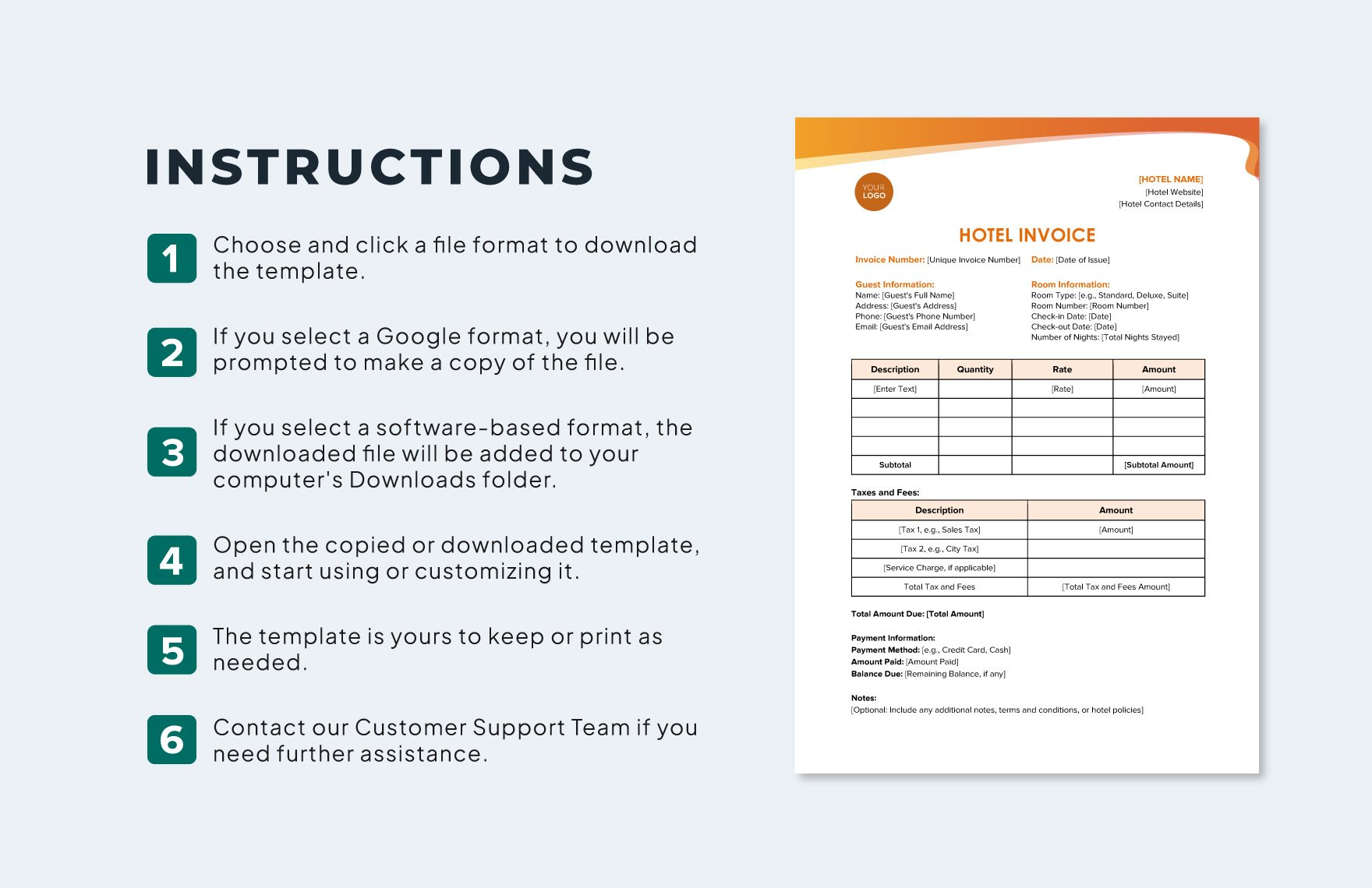 Hotel Invoice Format Template