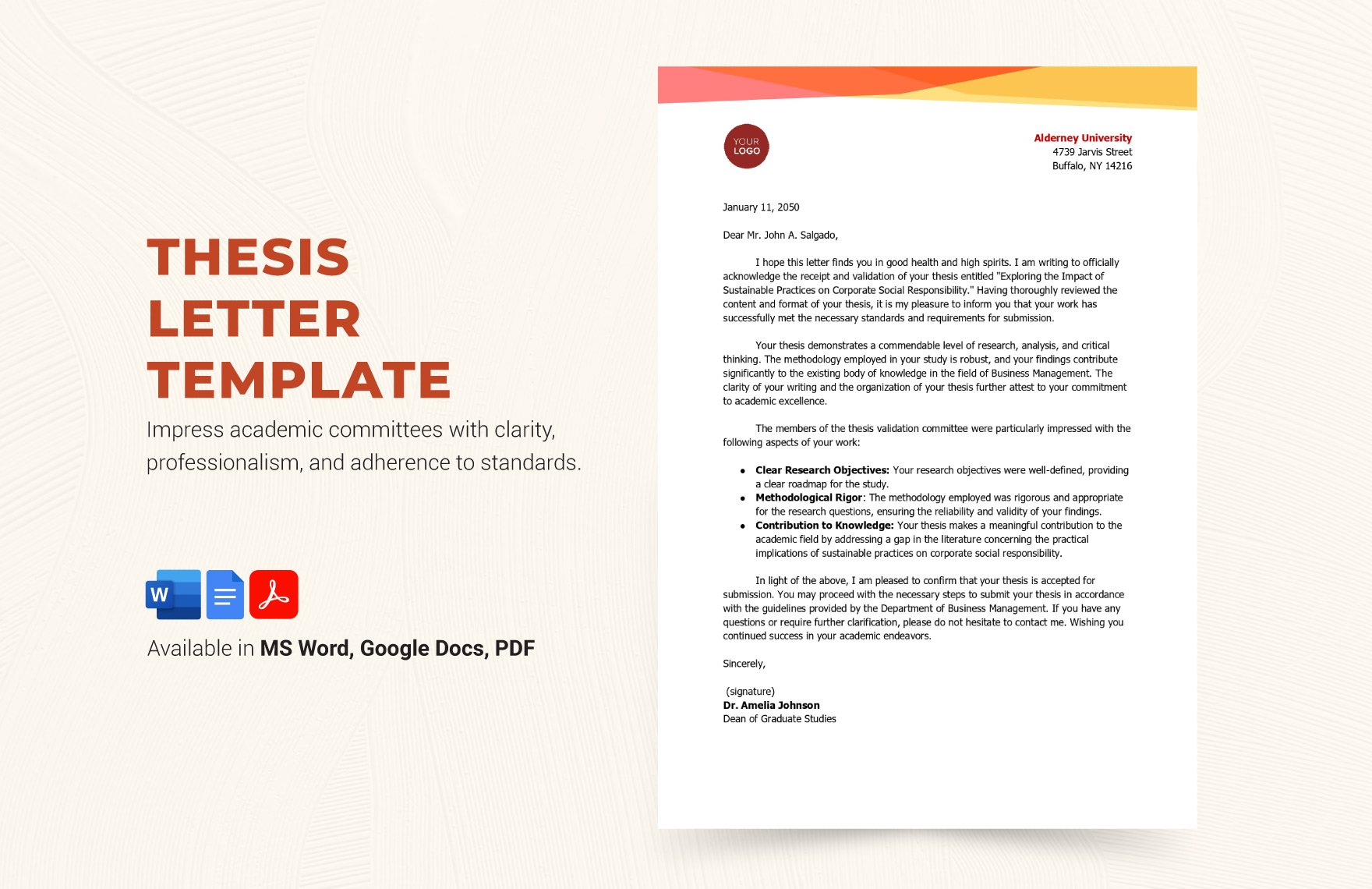 Thesis Letter Template