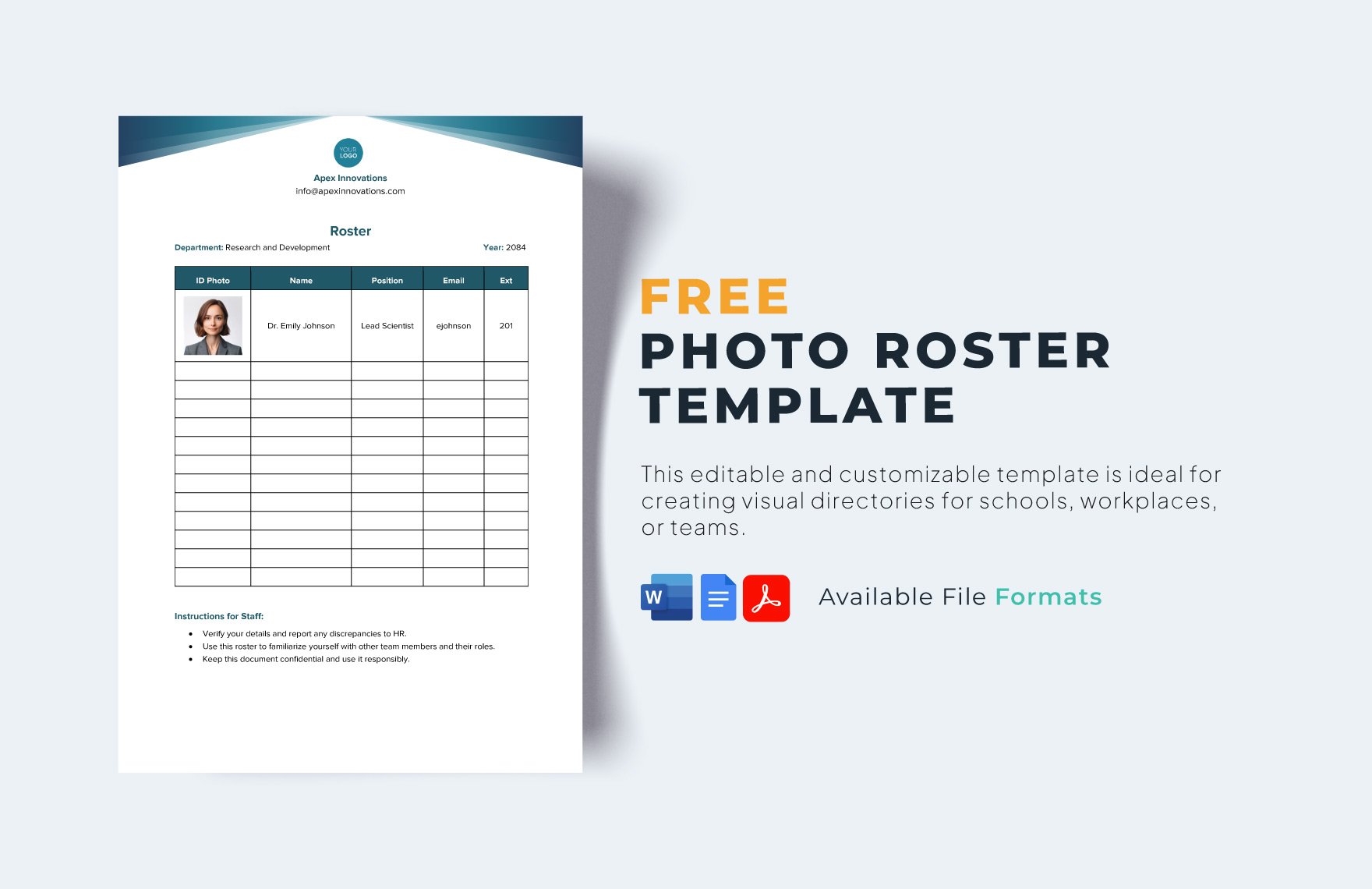 Photo Roster Template