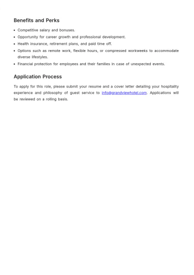 Free Job Description for Hotel Manager Template to Edit Online