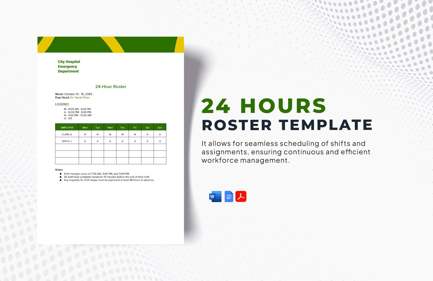24 Hours Roster Template