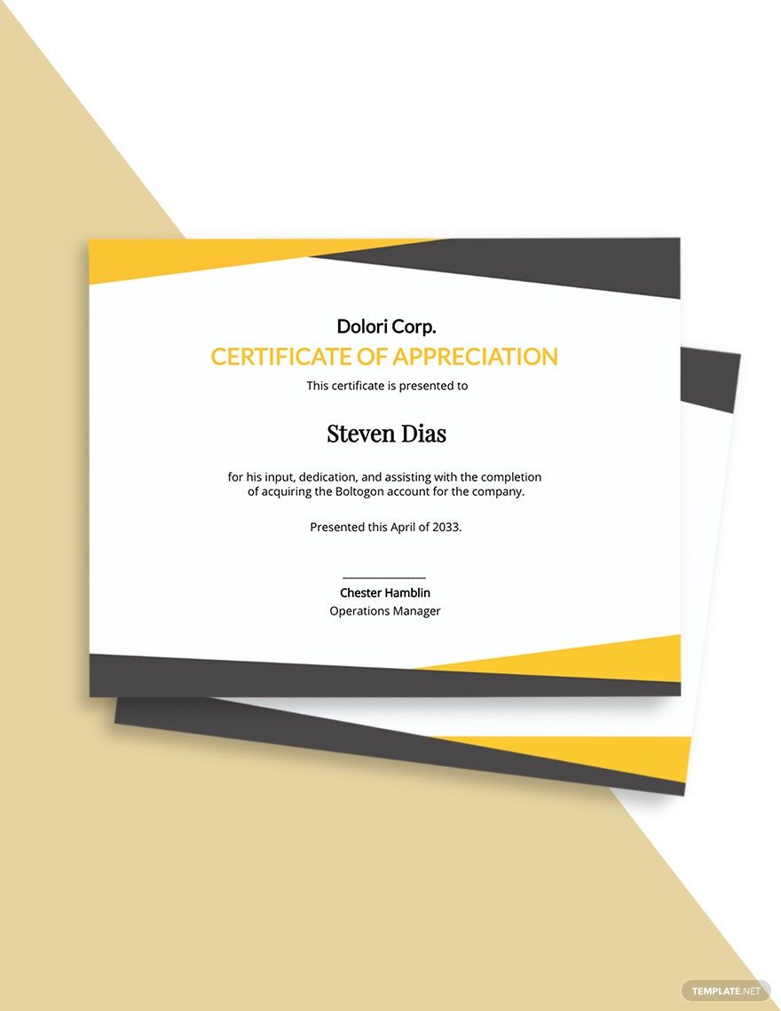 Editable Employee Appreciation Certificate Template