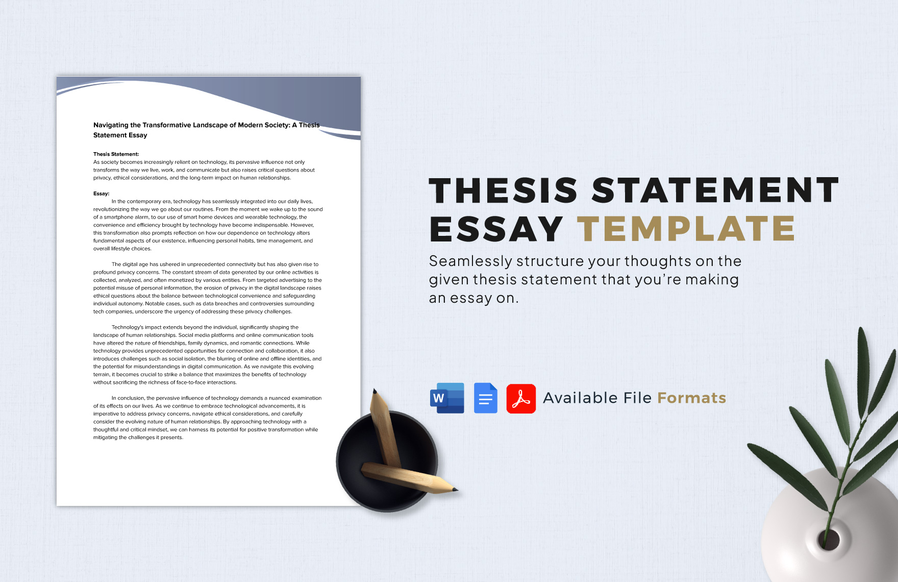 Thesis Statement Essay Template