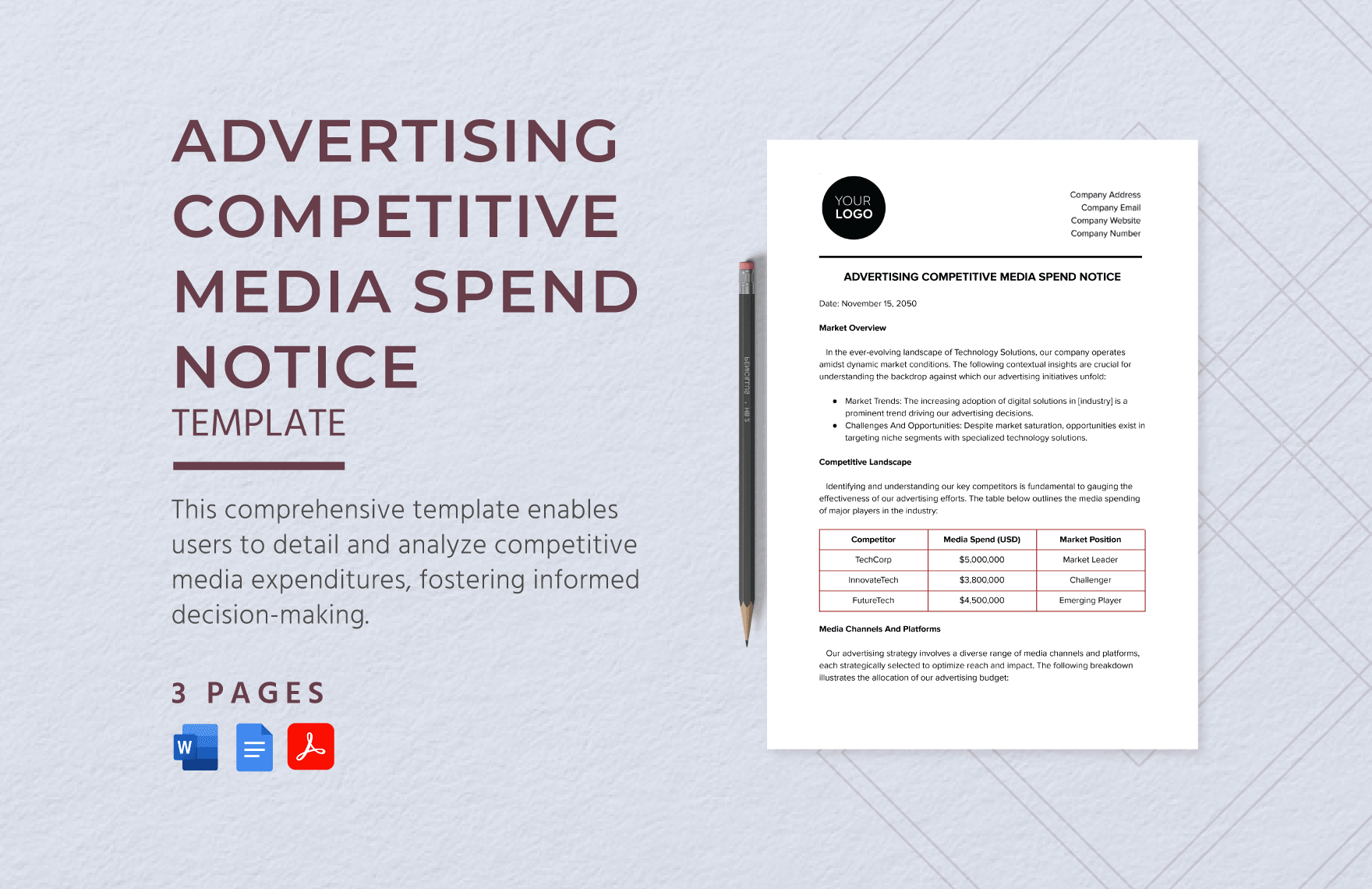 Advertising Competitive Media Spend Notice Template