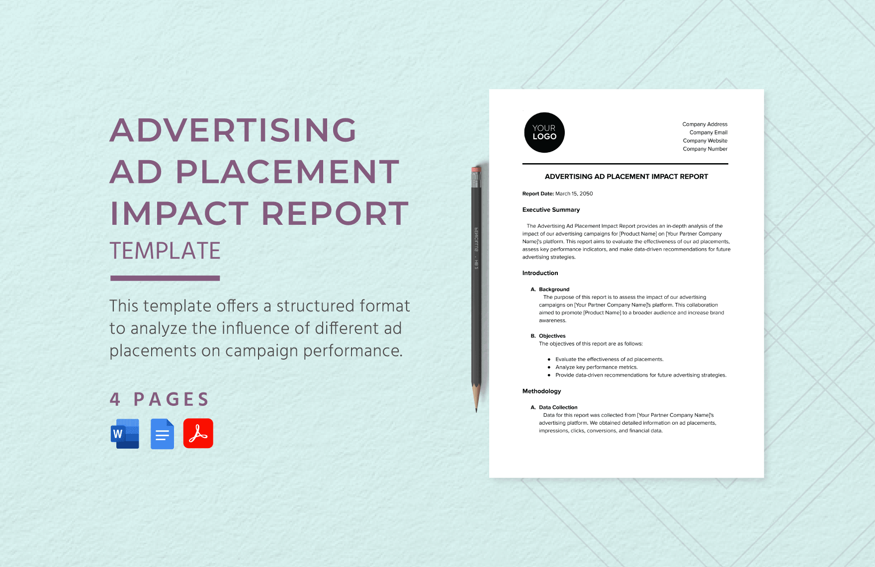 Advertising Ad Placement Impact Report Template in Word, Google Docs, PDF