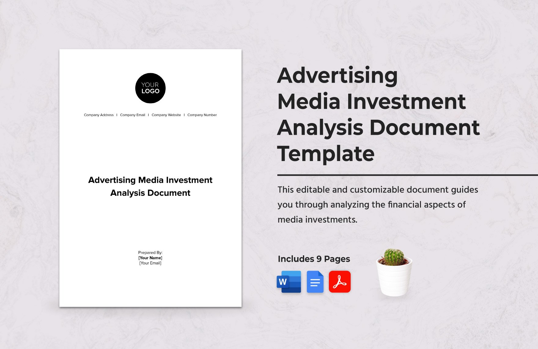 Advertising Media Investment Analysis Document Template  in Word, Google Docs, PDF