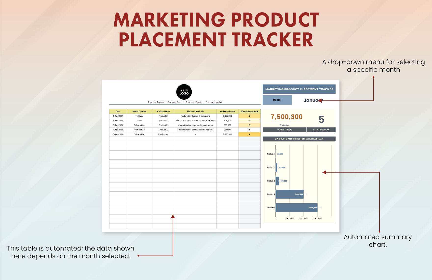 Marketing Product Placement Tracker Template