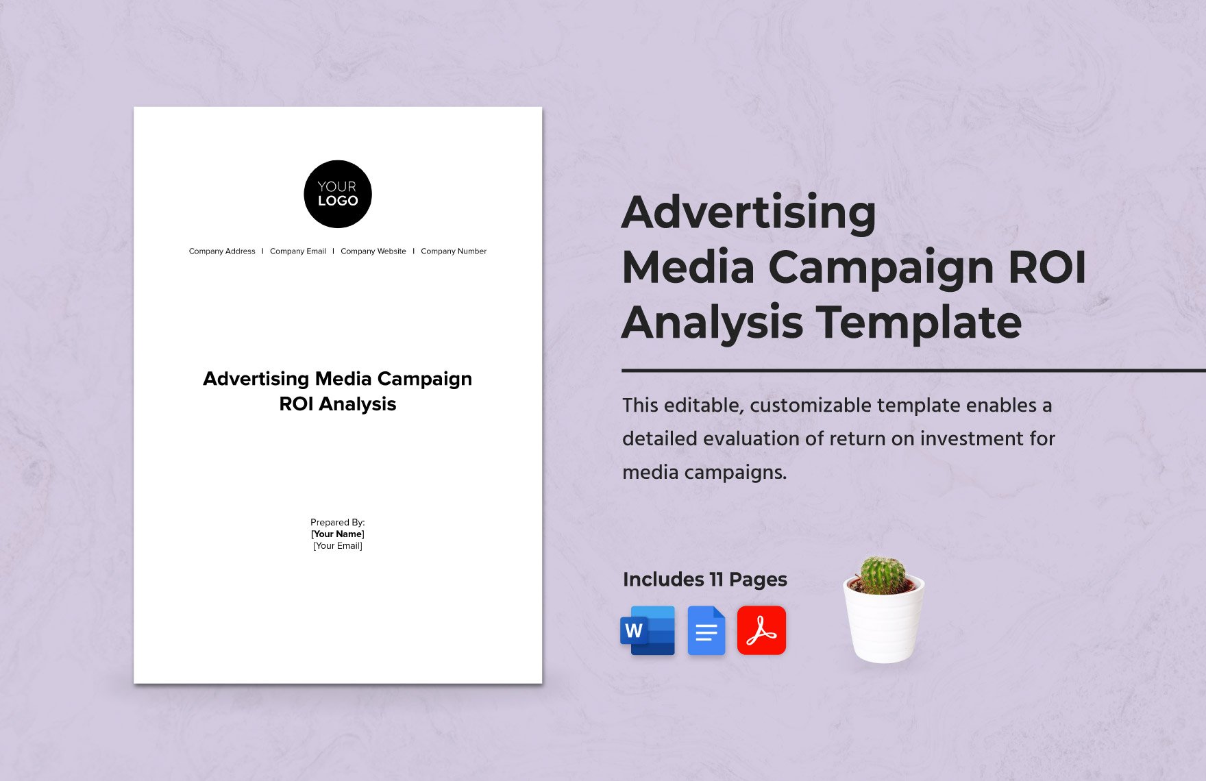 Advertising Media Campaign ROI Analysis Template in Word, Google Docs, PDF