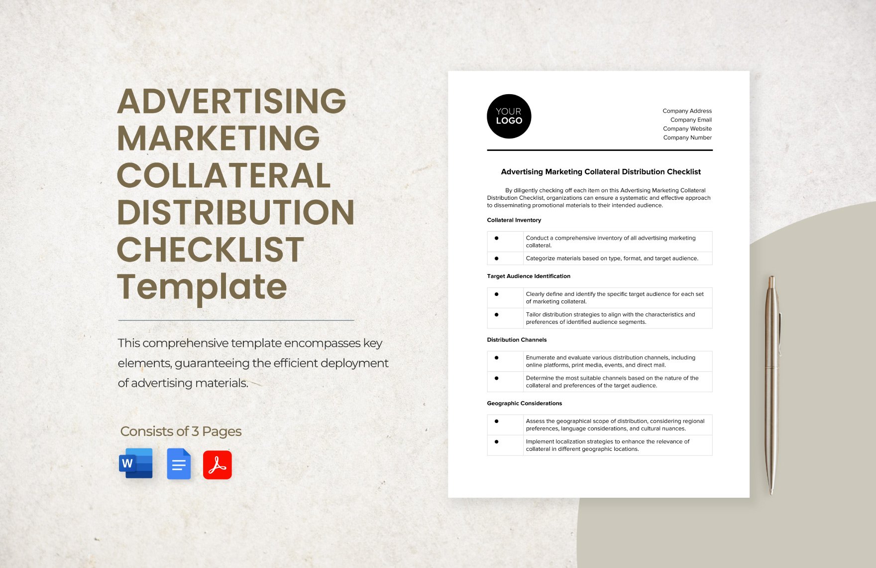 Advertising Marketing Collateral Distribution Checklist Template