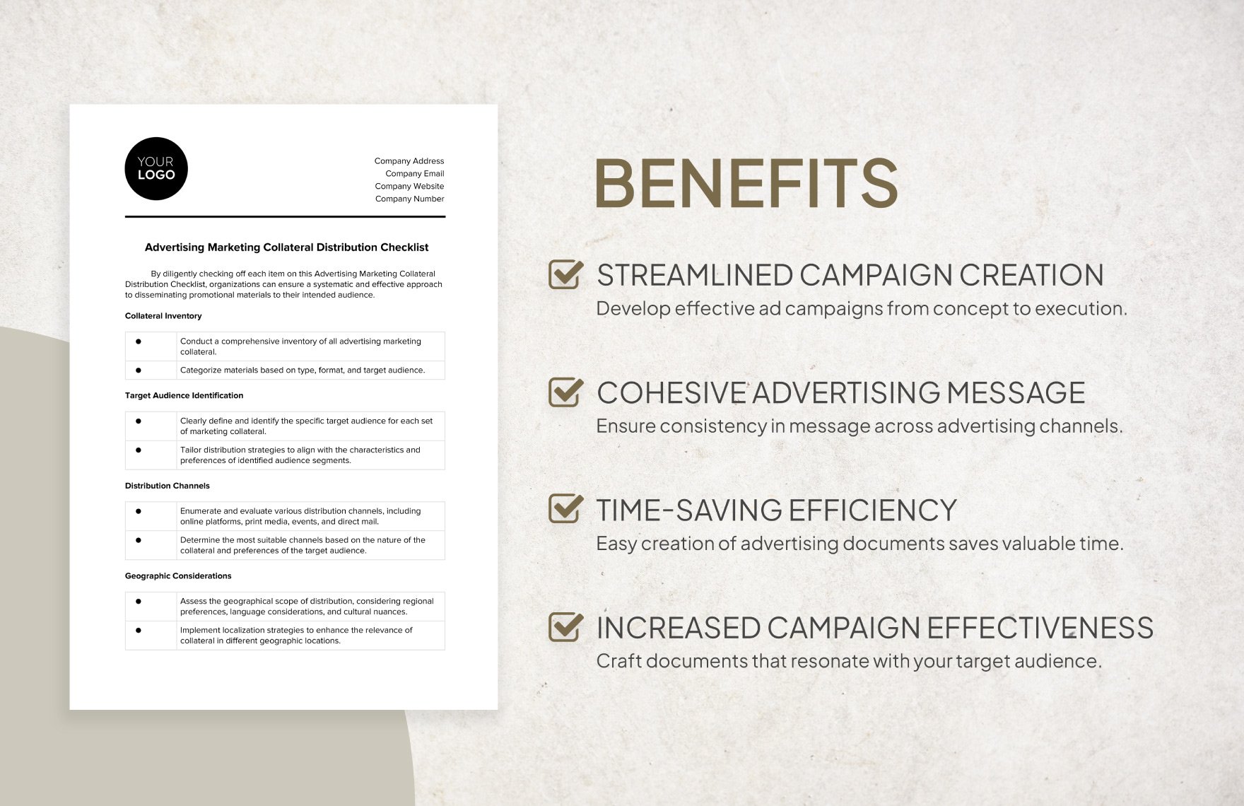Advertising Marketing Collateral Distribution Checklist Template
