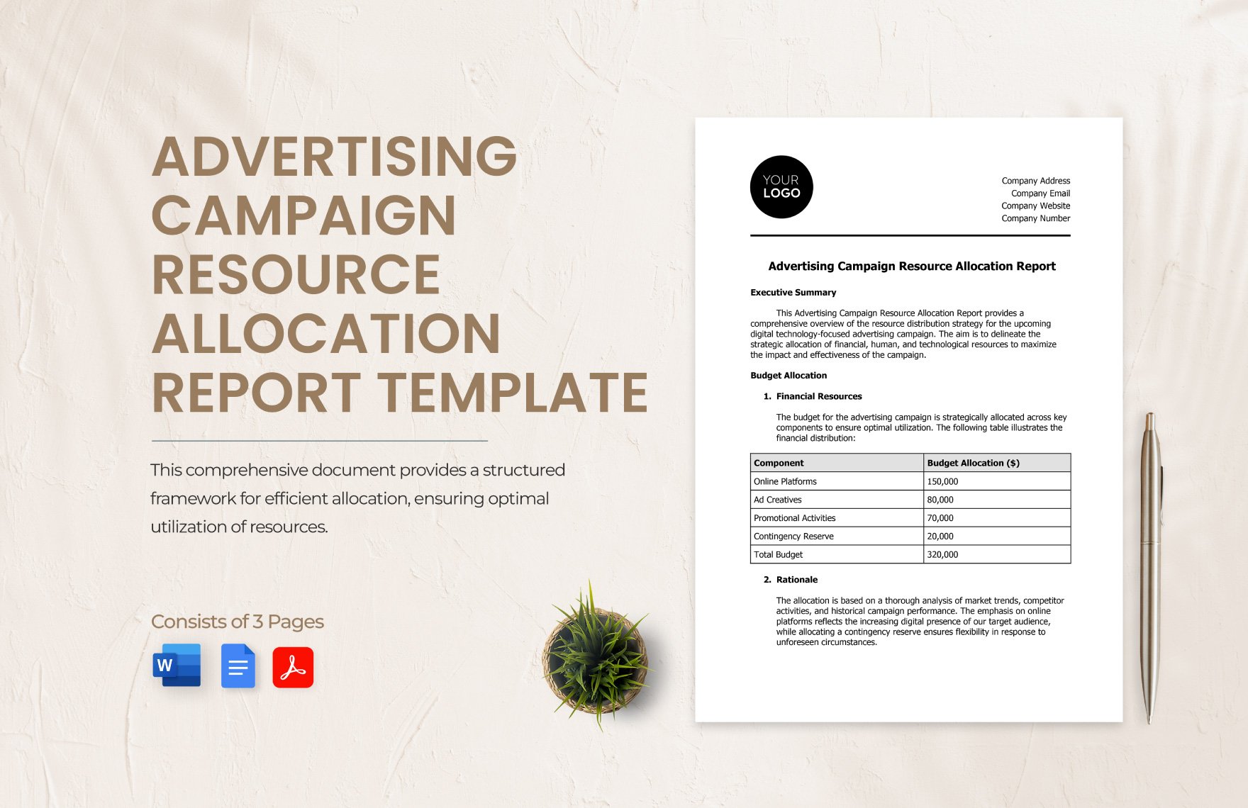 Advertising Campaign Resource Allocation Report Template in Word, Google Docs, PDF