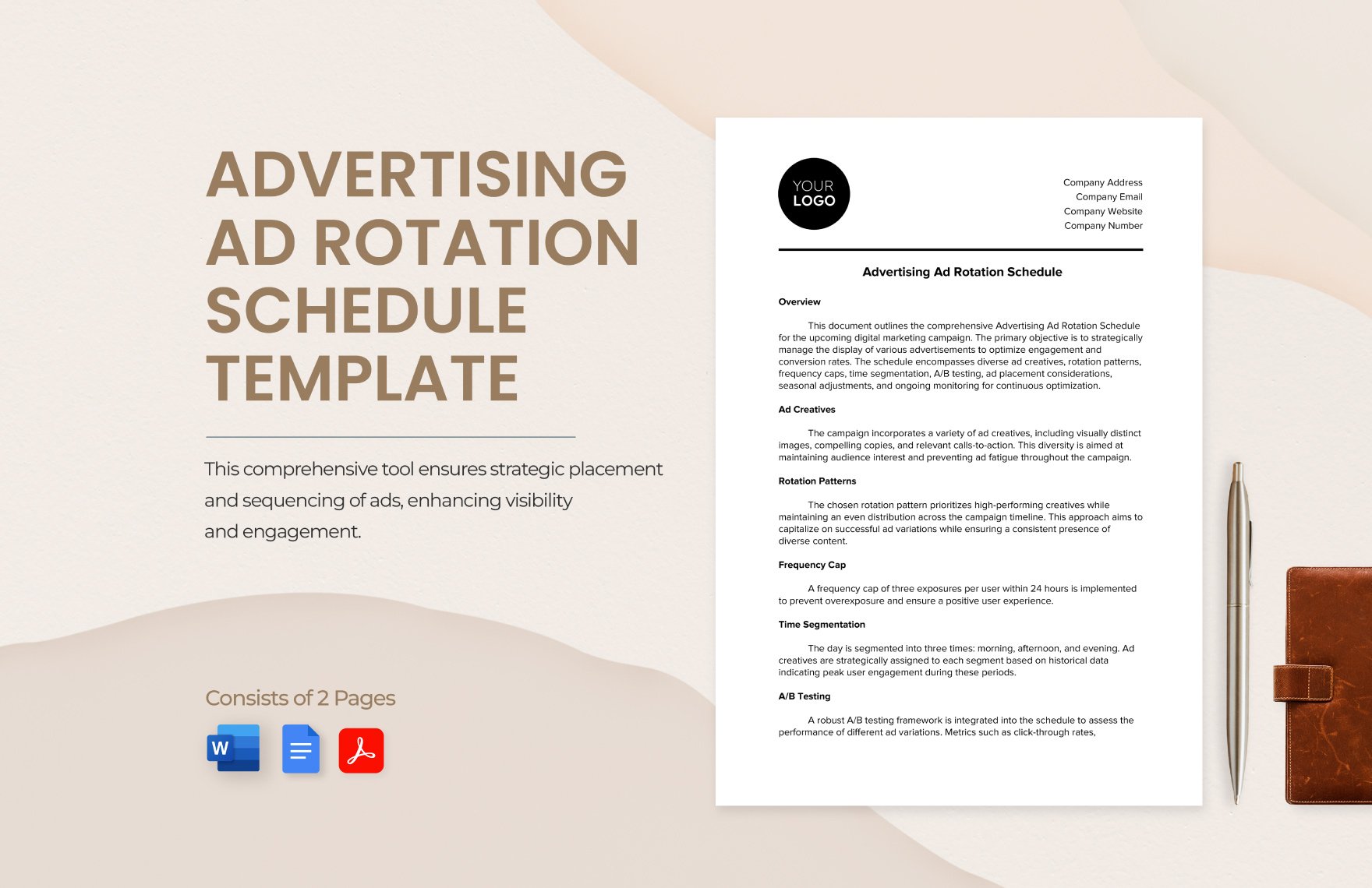 Advertising Ad Rotation Schedule Template in Word, Google Docs, PDF