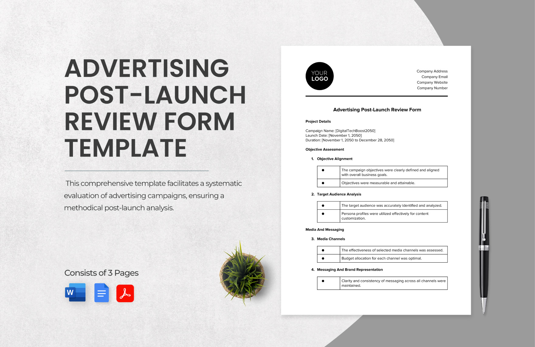 Advertising Post-Launch Review Form Template in Word, Google Docs, PDF