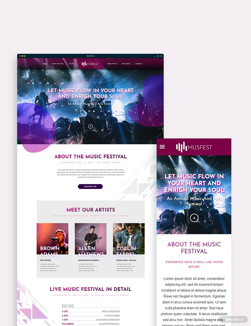 Music Festival Bootstrap Landing Page Template