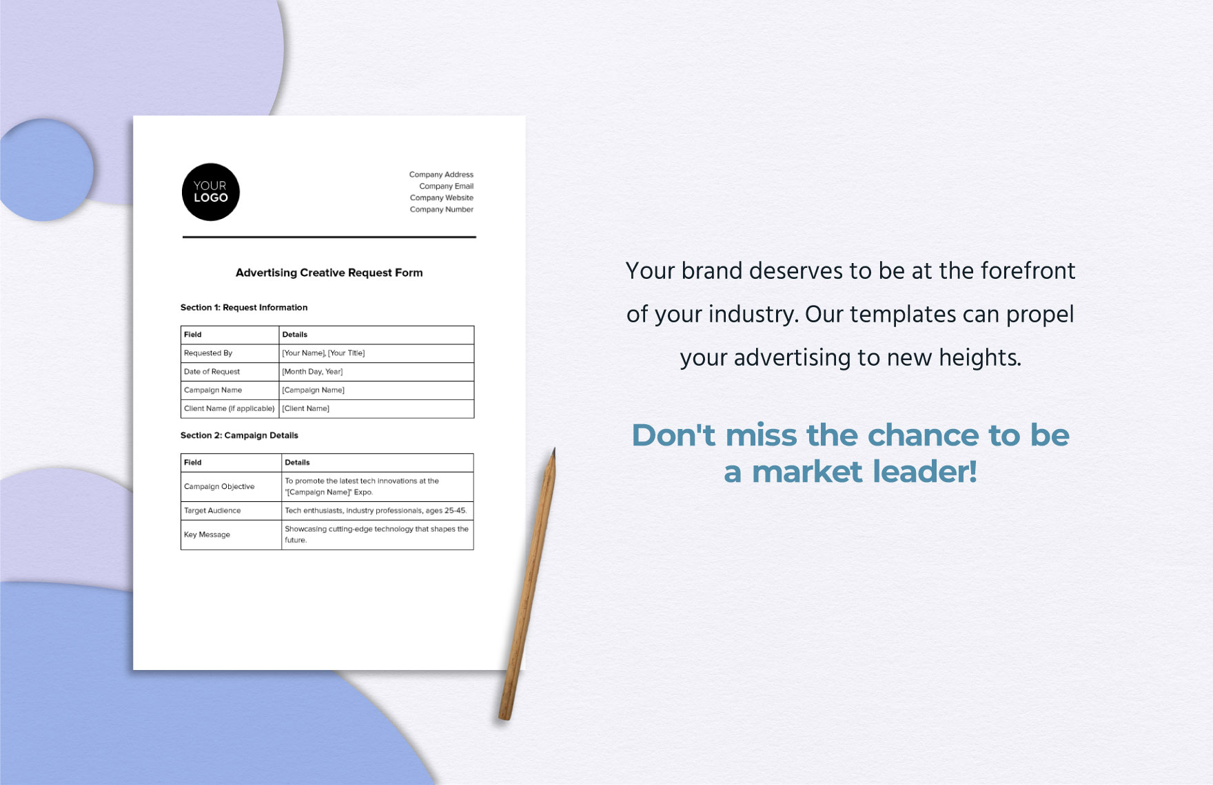 Advertising Creative Request Form Template