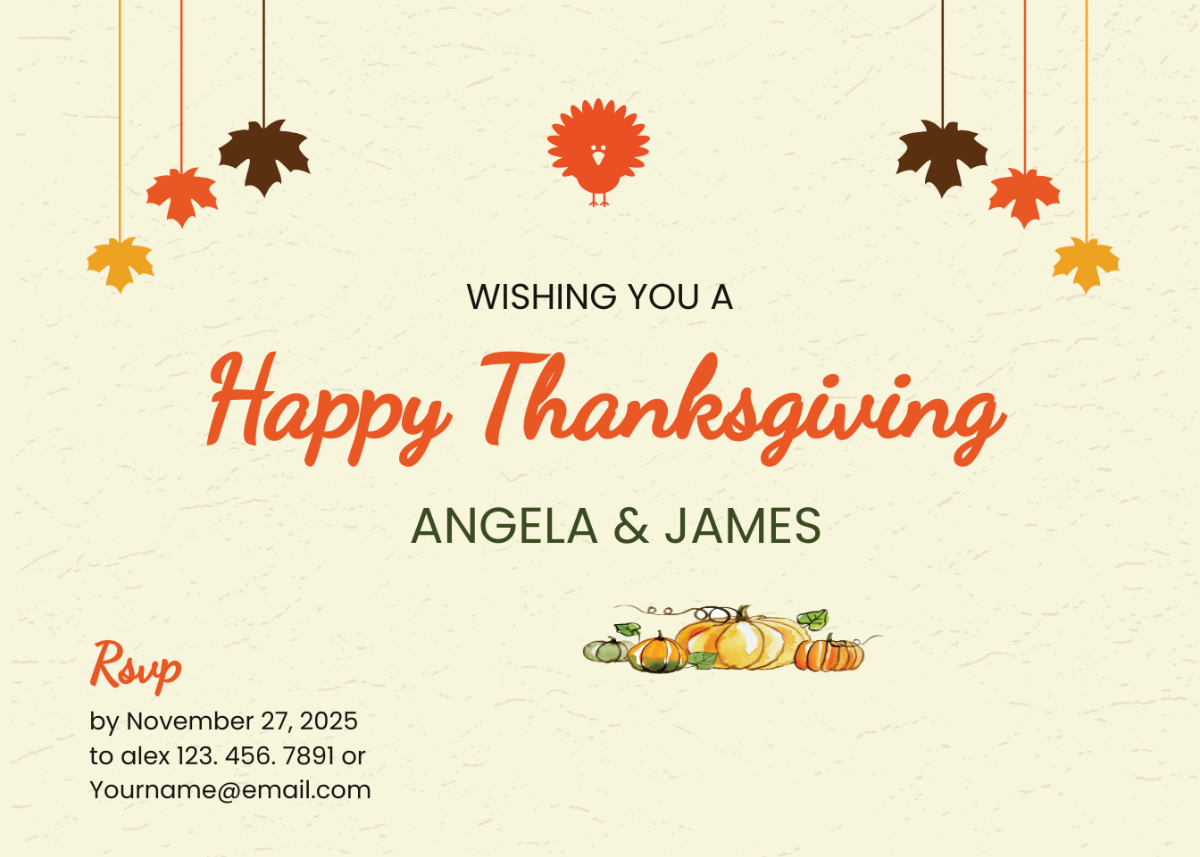 Editable Thanksgiving Greeting Card