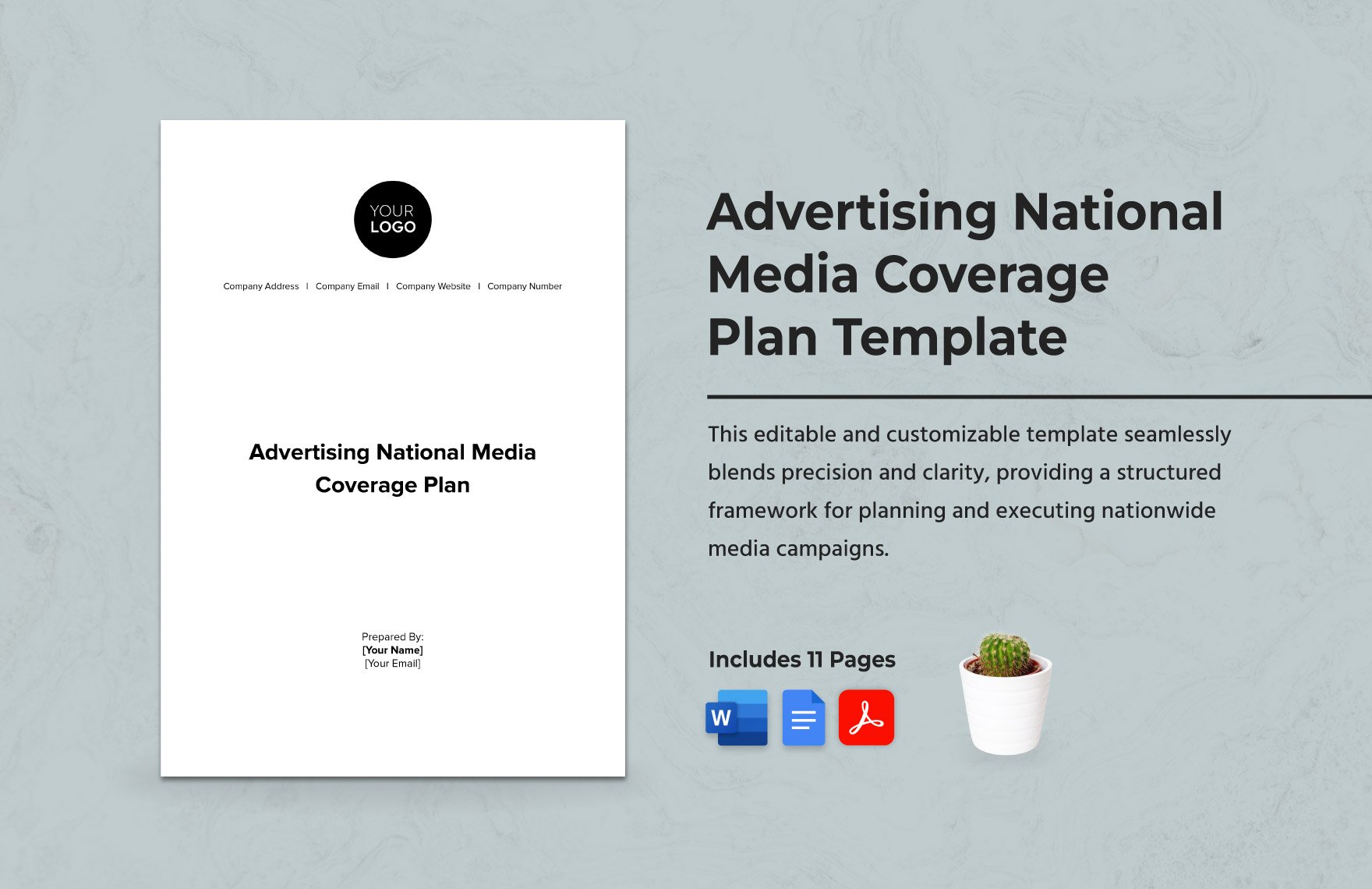 Advertising National Media Coverage Plan Template in Word, Google Docs, PDF