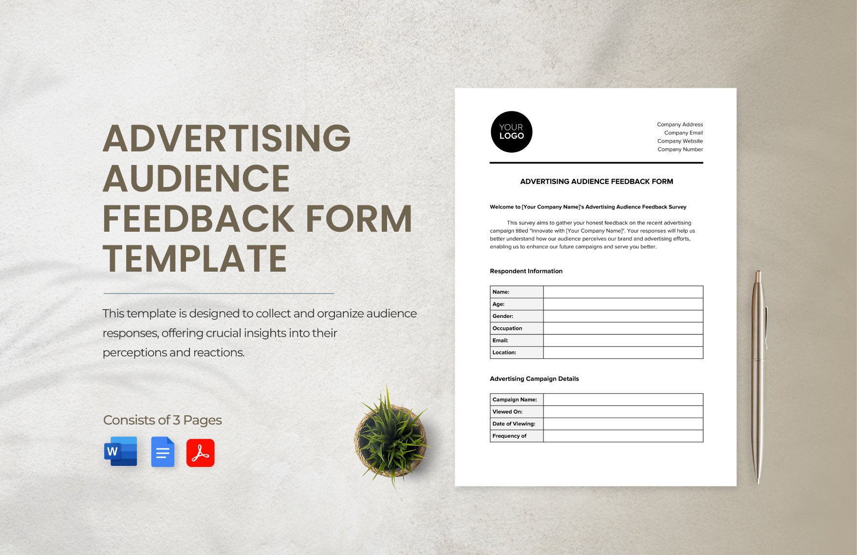 Advertising Audience Feedback Form Template in Word, Google Docs, PDF