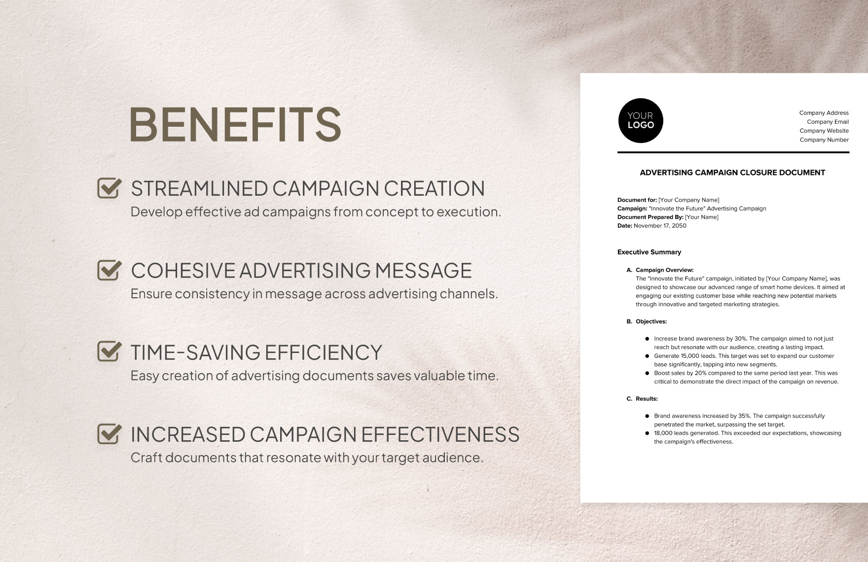 Advertising Campaign Closure Document Template