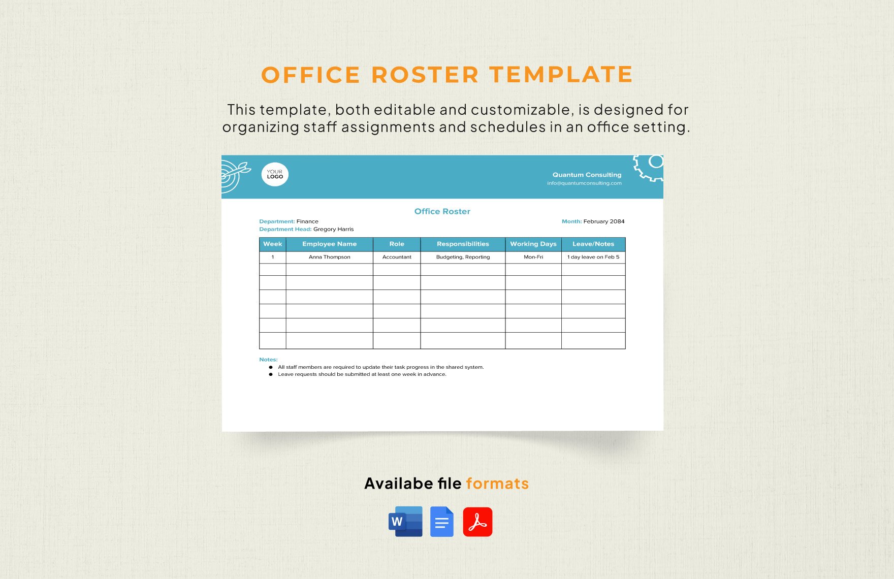 Office Roster Template