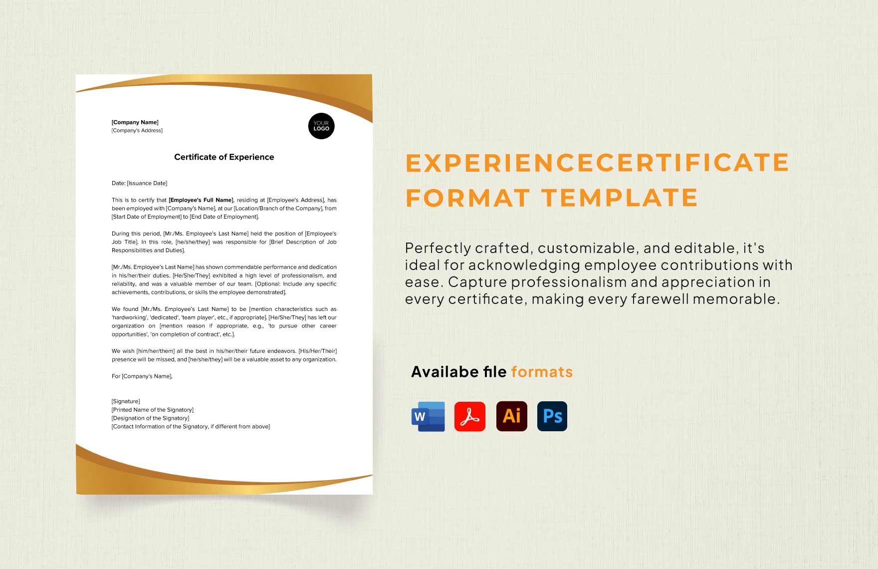 Experience Certificate Format Template