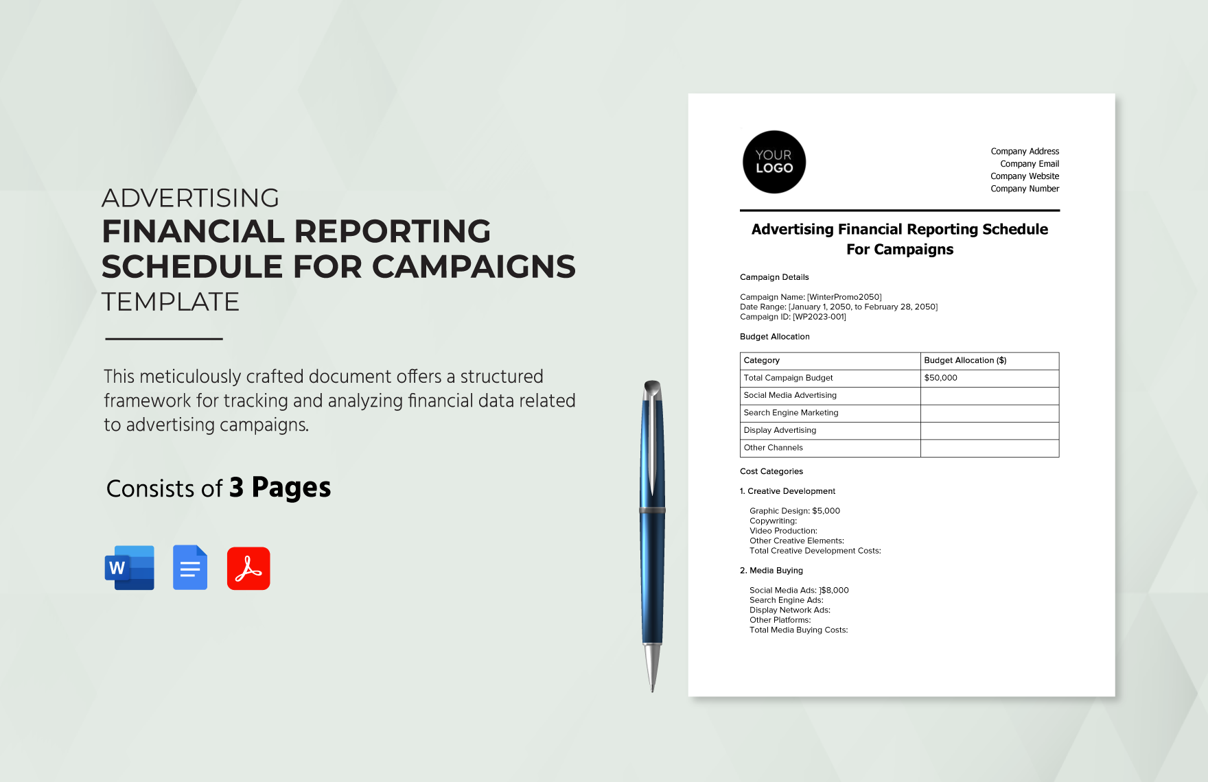 Advertising Financial Reporting Schedule For Campaigns Template In Word Advertising Financial Reporting Schedule For Campaigns Template In Word