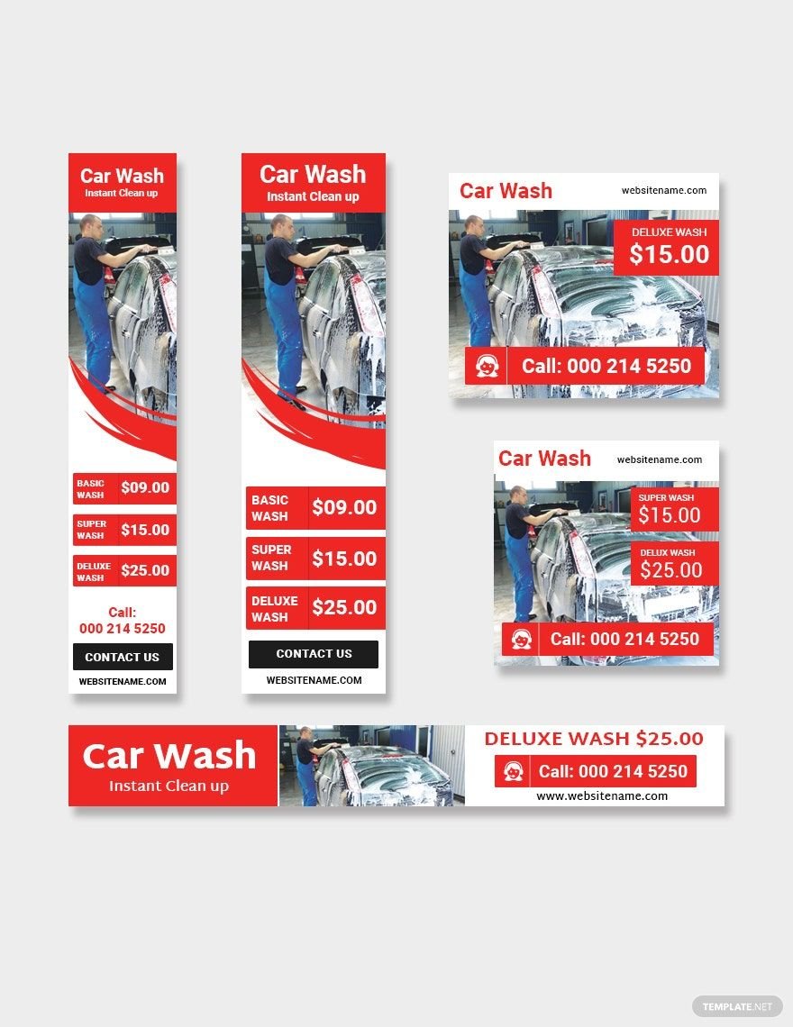 Car Wash Ad Banner Template in PSD, HTML5