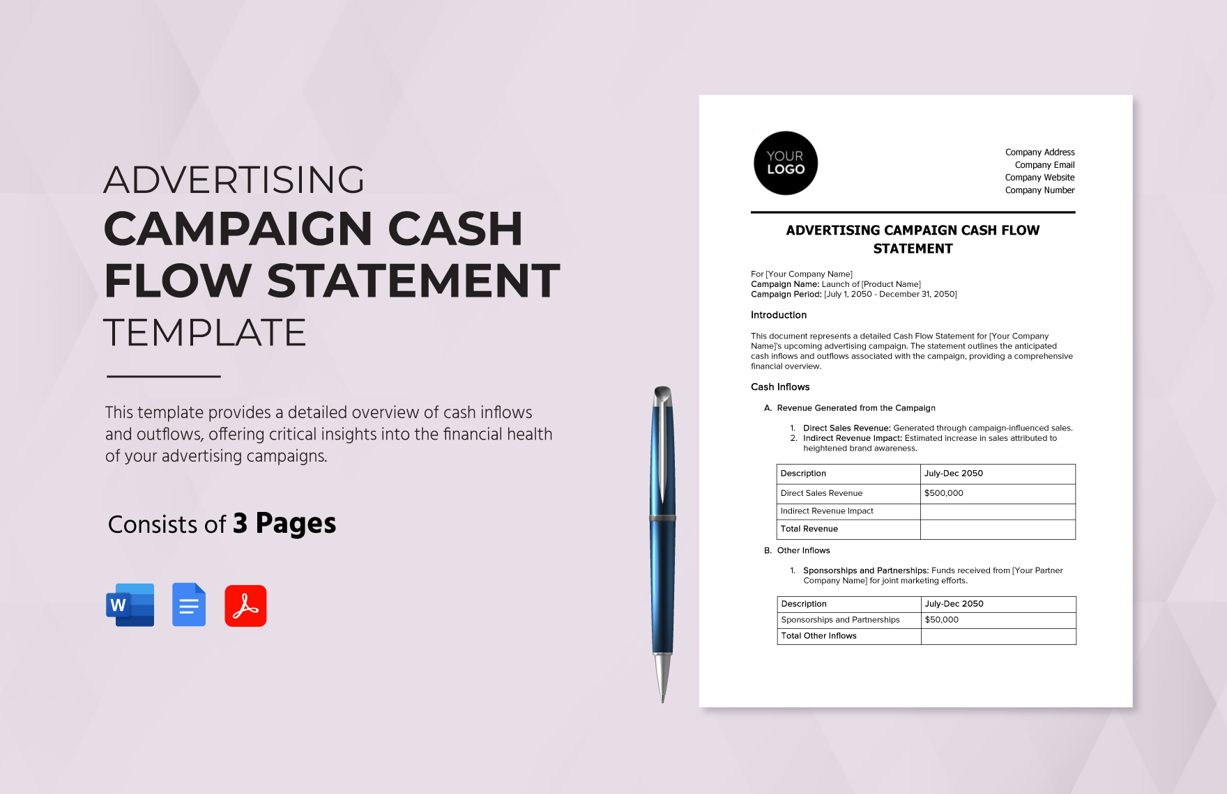 Advertising Campaign Cash Flow Statement Template