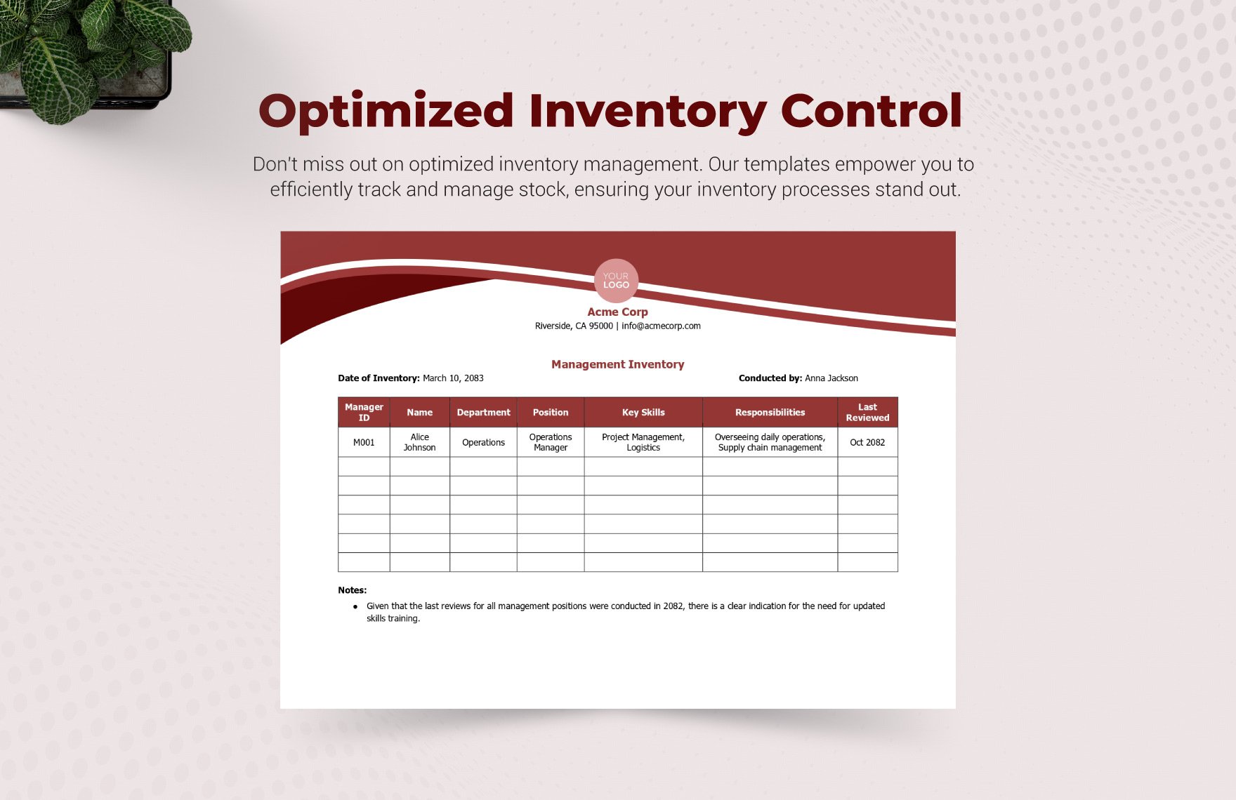 Management Inventory Template