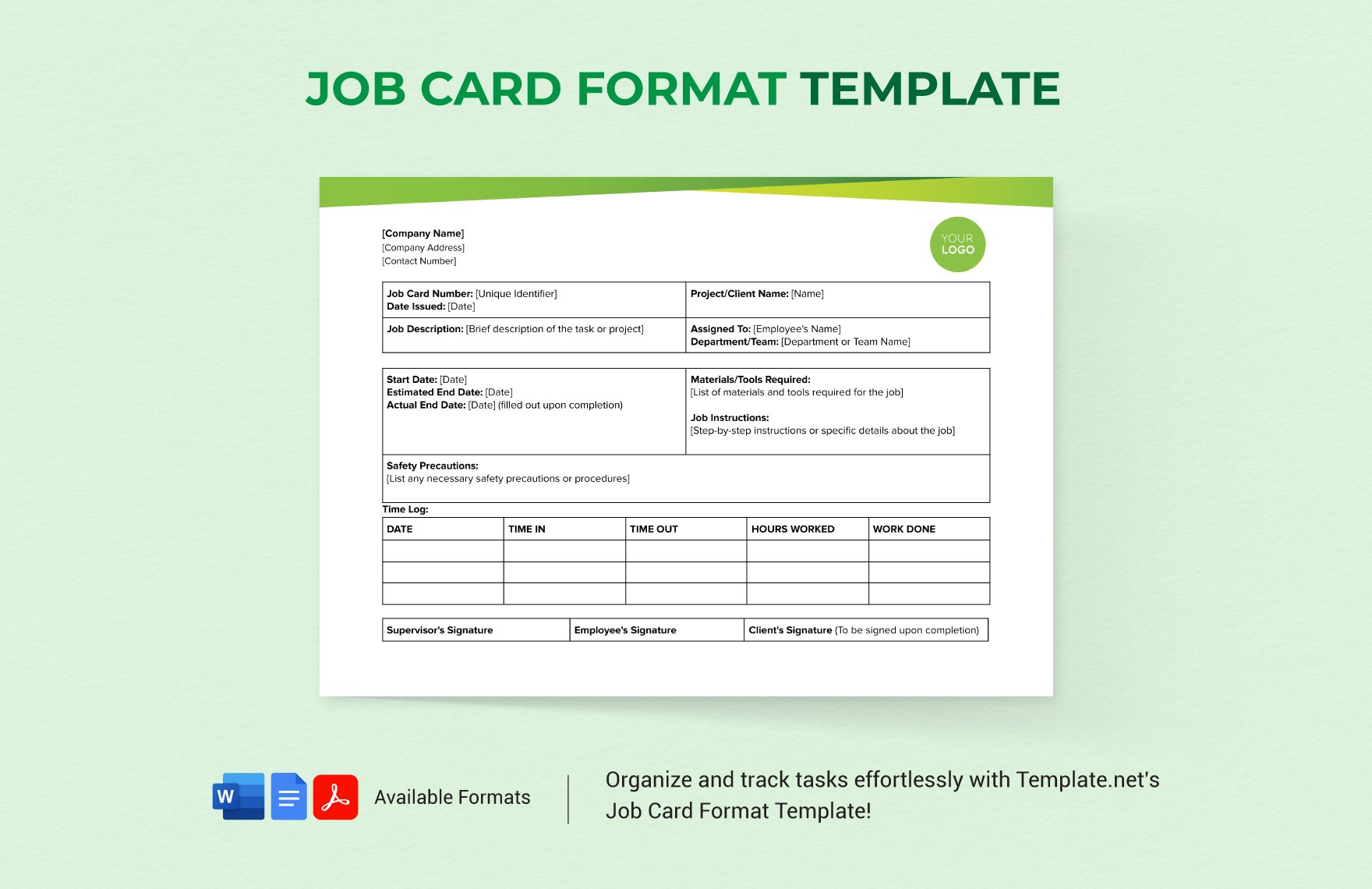 Job Card Format Template