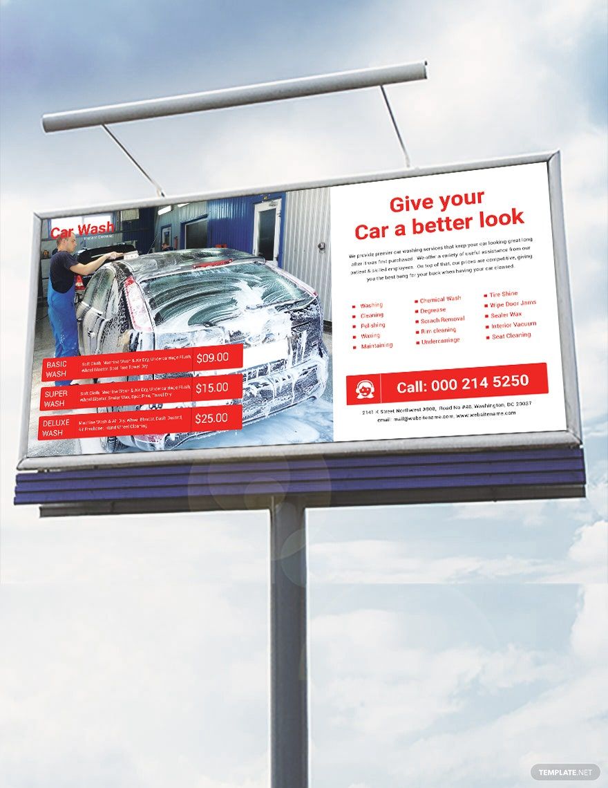Car Wash Service Billboard Template