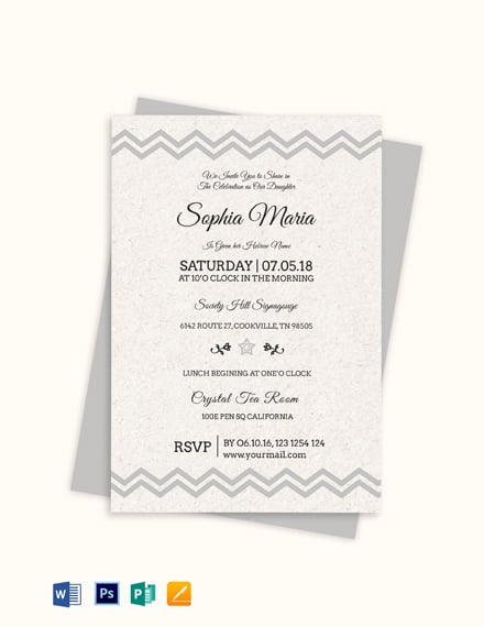 FREE Happy Baby Naming Ceremony Invitation Card Template - Word (DOC