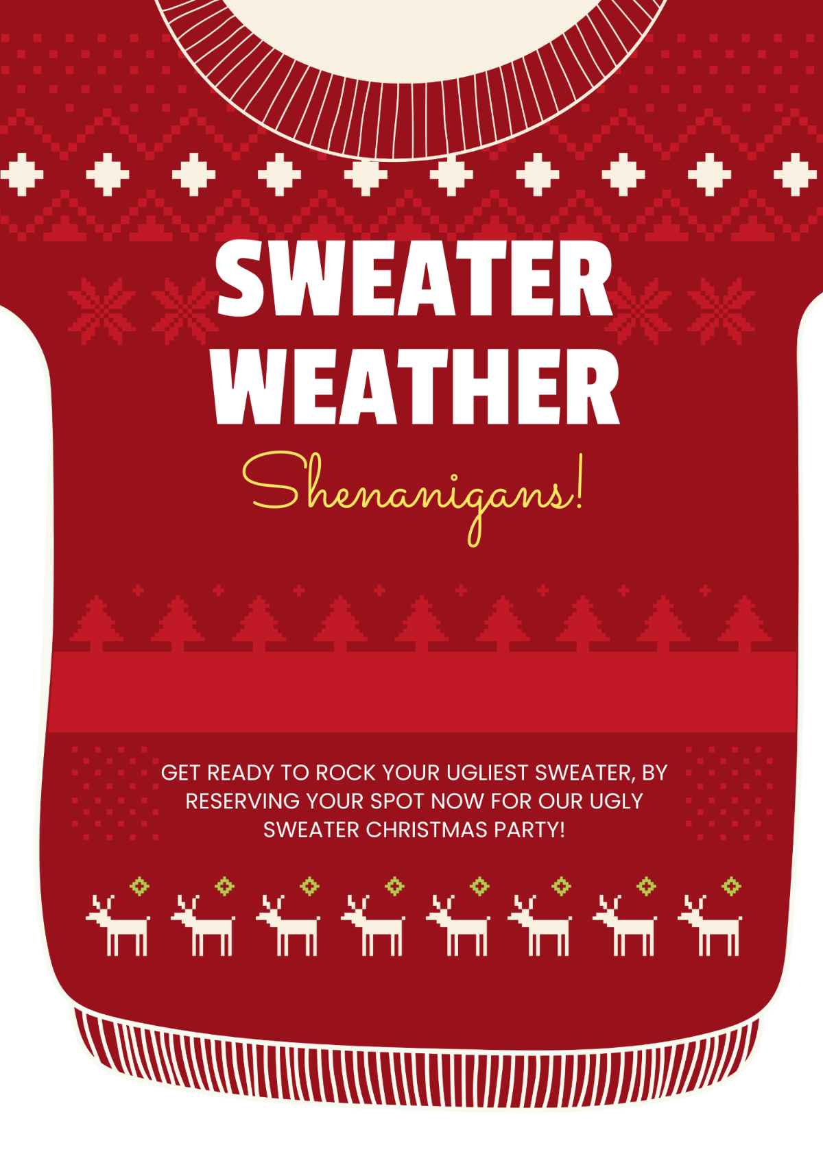 Free Ugly Sweater Christmas Party Invitation Template