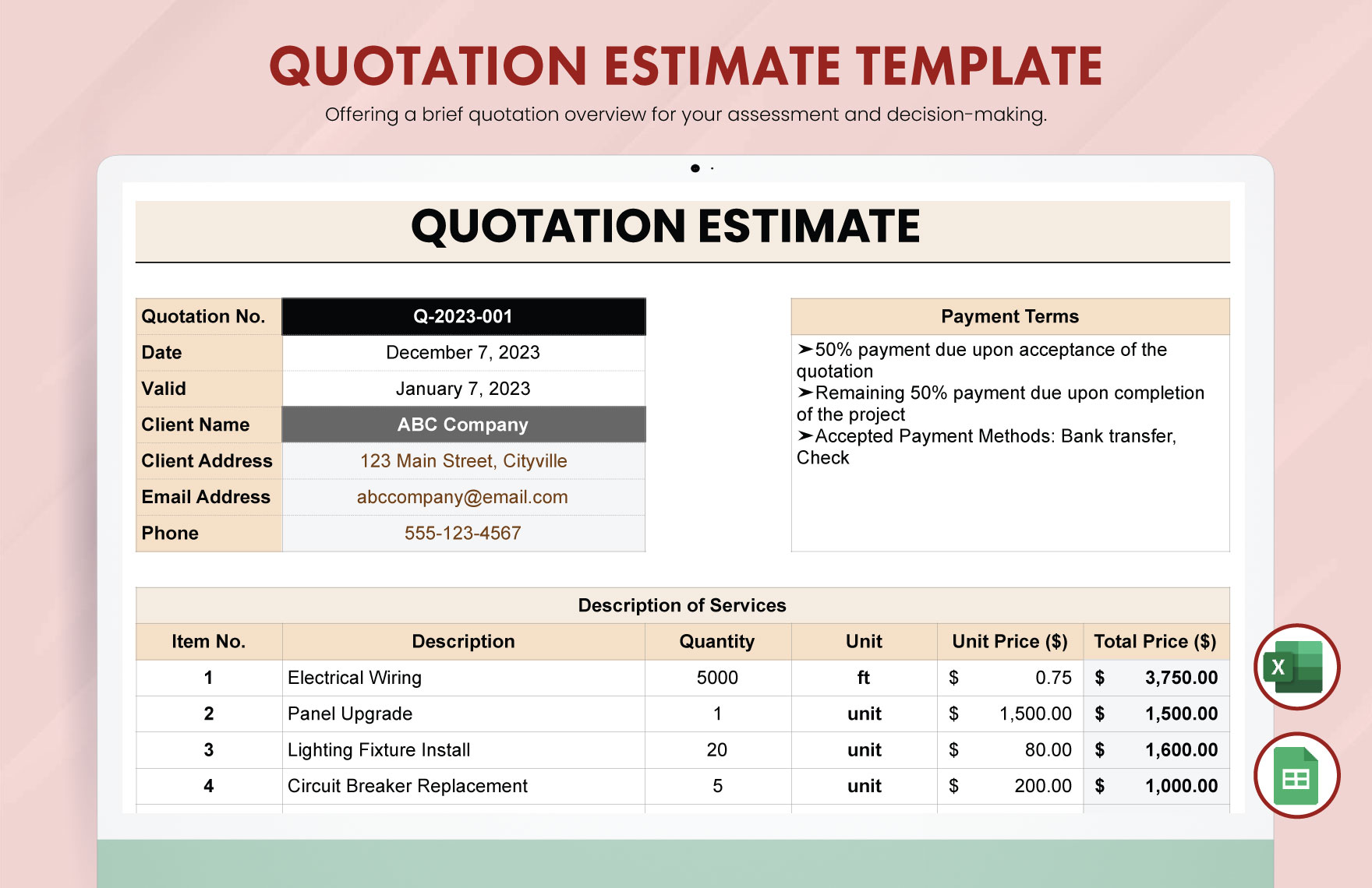 Quotation Estimate Template