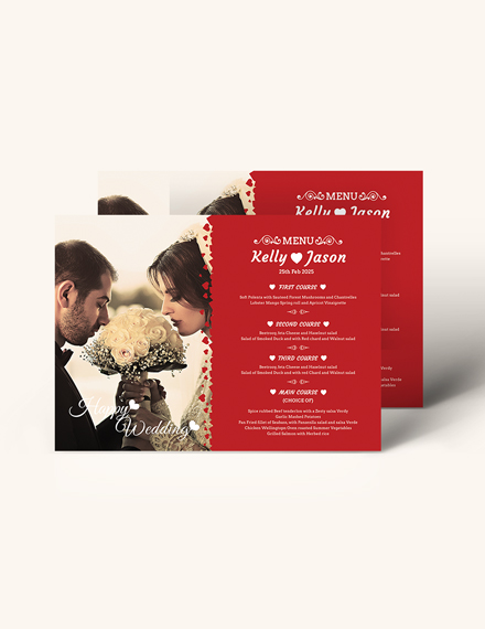 Free Classic Wedding Menu Invitation Template to Edit Online