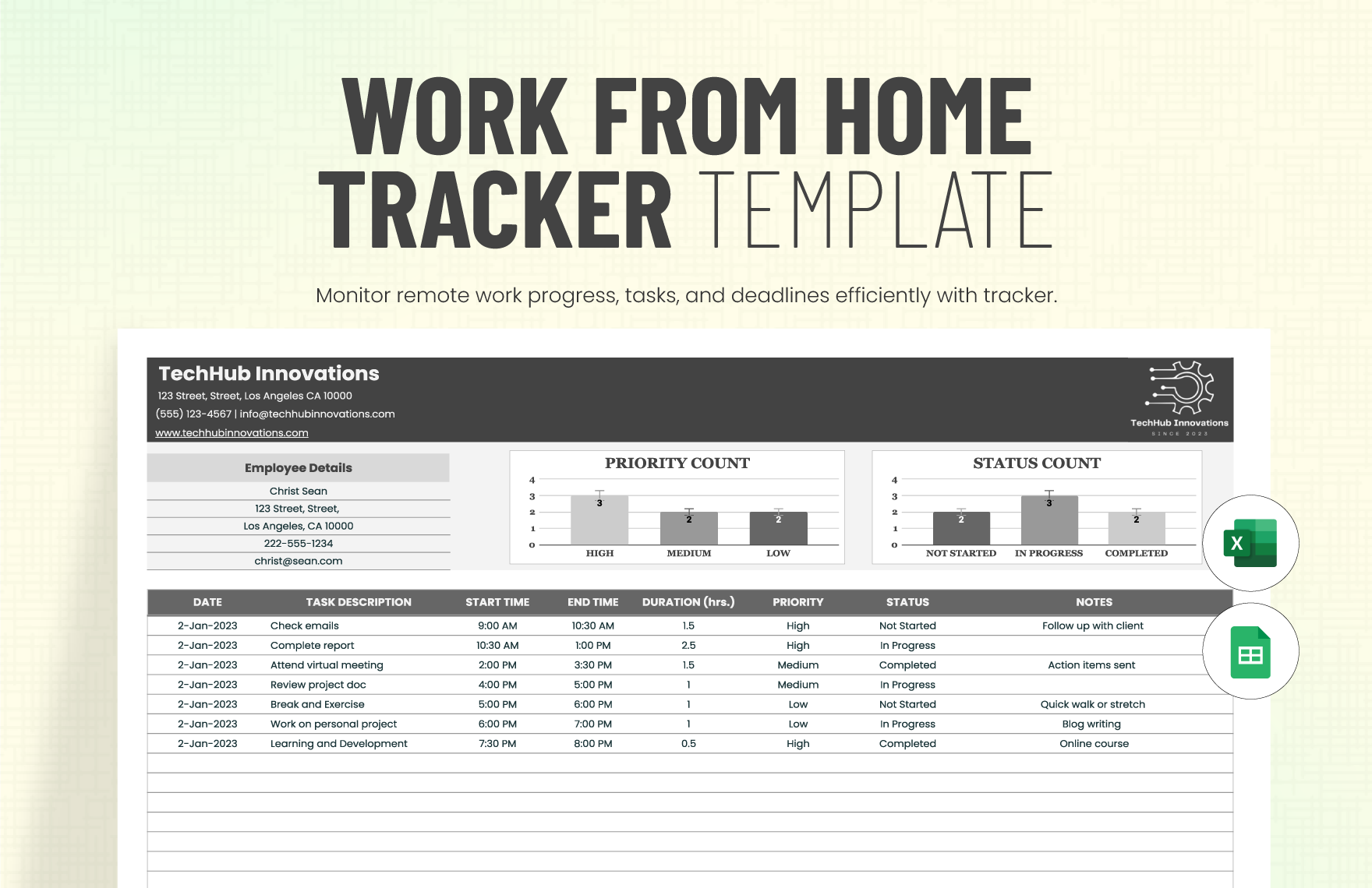 Work from Home Tracker Template