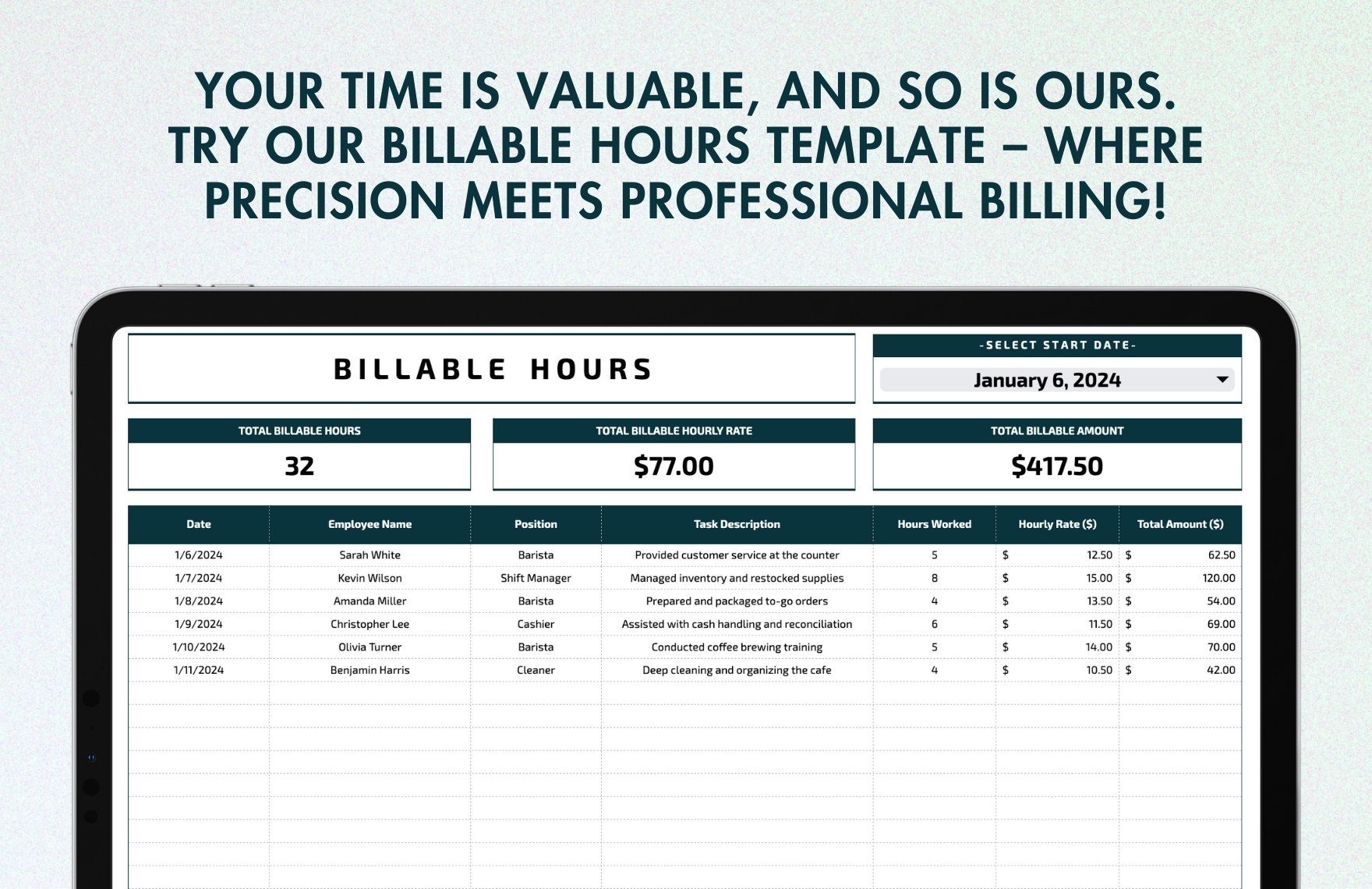 Billable Hours Template in Excel Google Sheets Download Template net