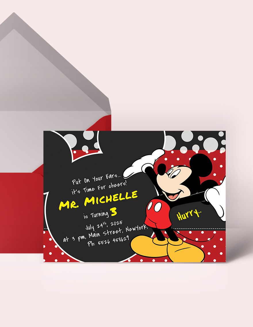 Delightful Mickey Mouse Birthday Invitation Template