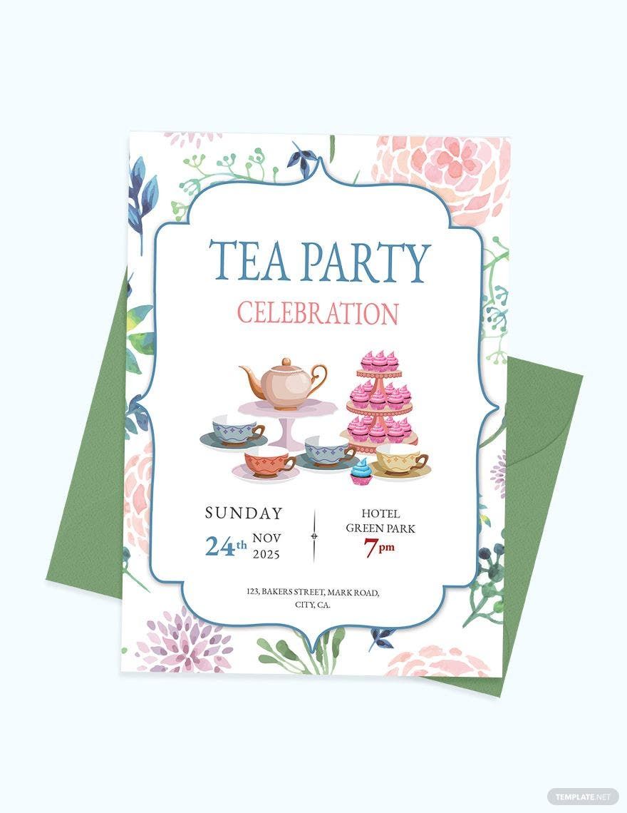 Free Elegant Tea Party Invitation Template Download In Word PSD 