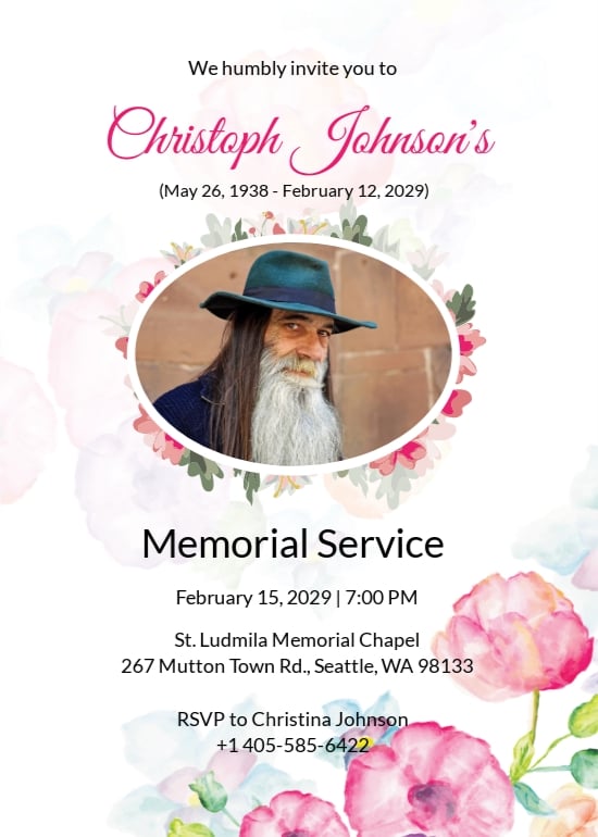 Funeral Obituary Invitation Card Template.jpe