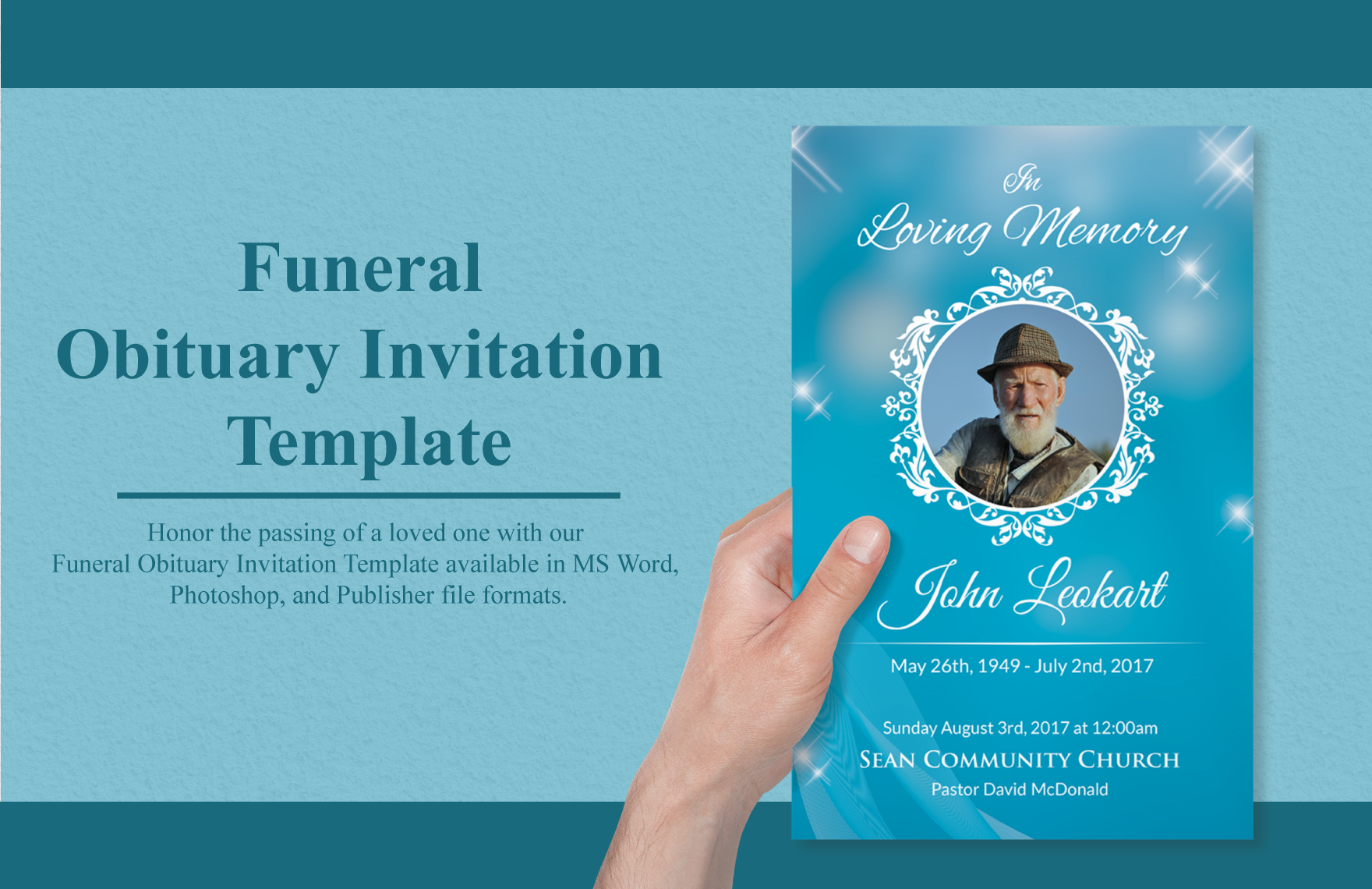 Funeral Obituary Invitation Template