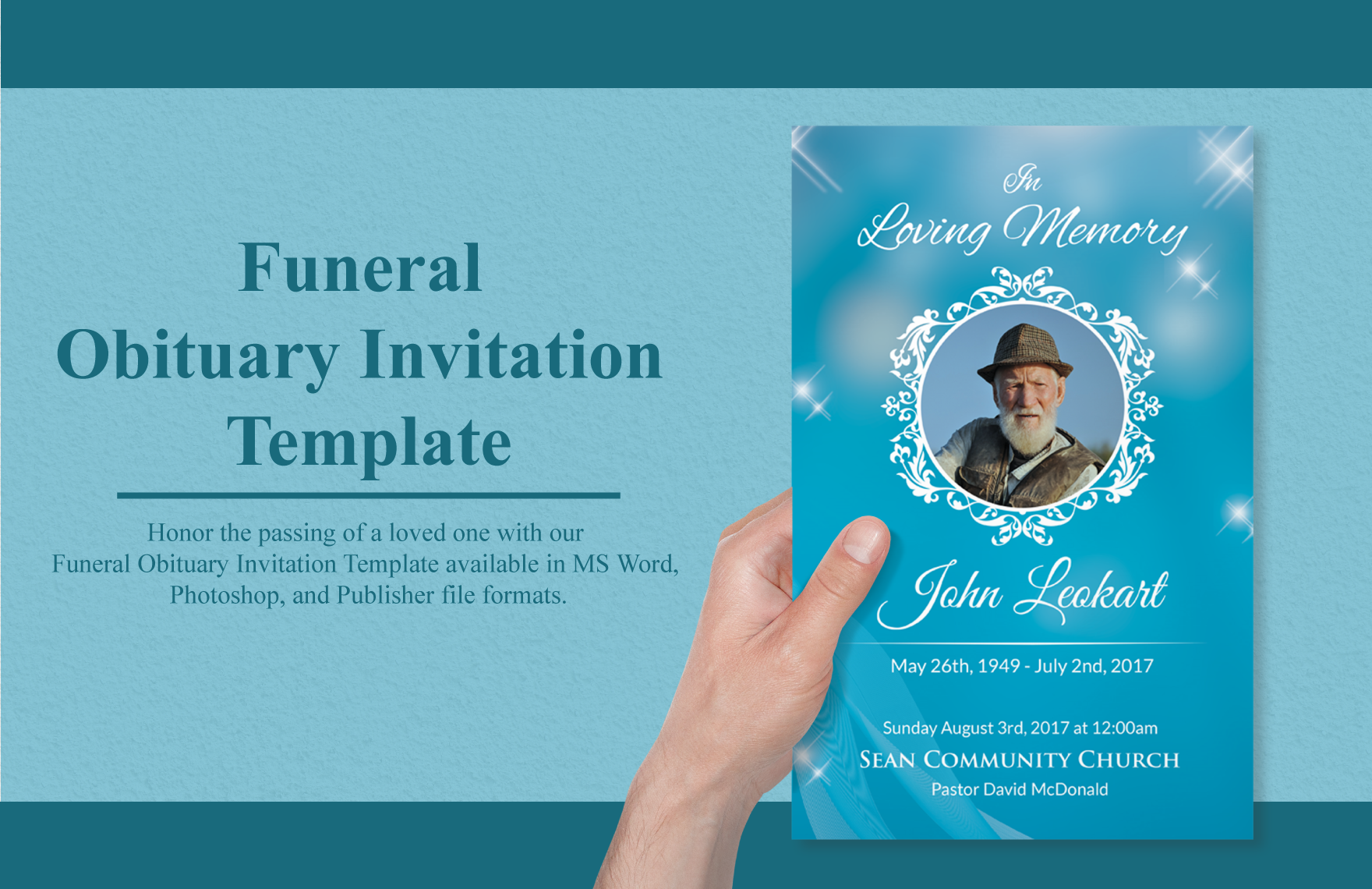 Funeral Obituary Invitation Template in Word, PSD, Publisher