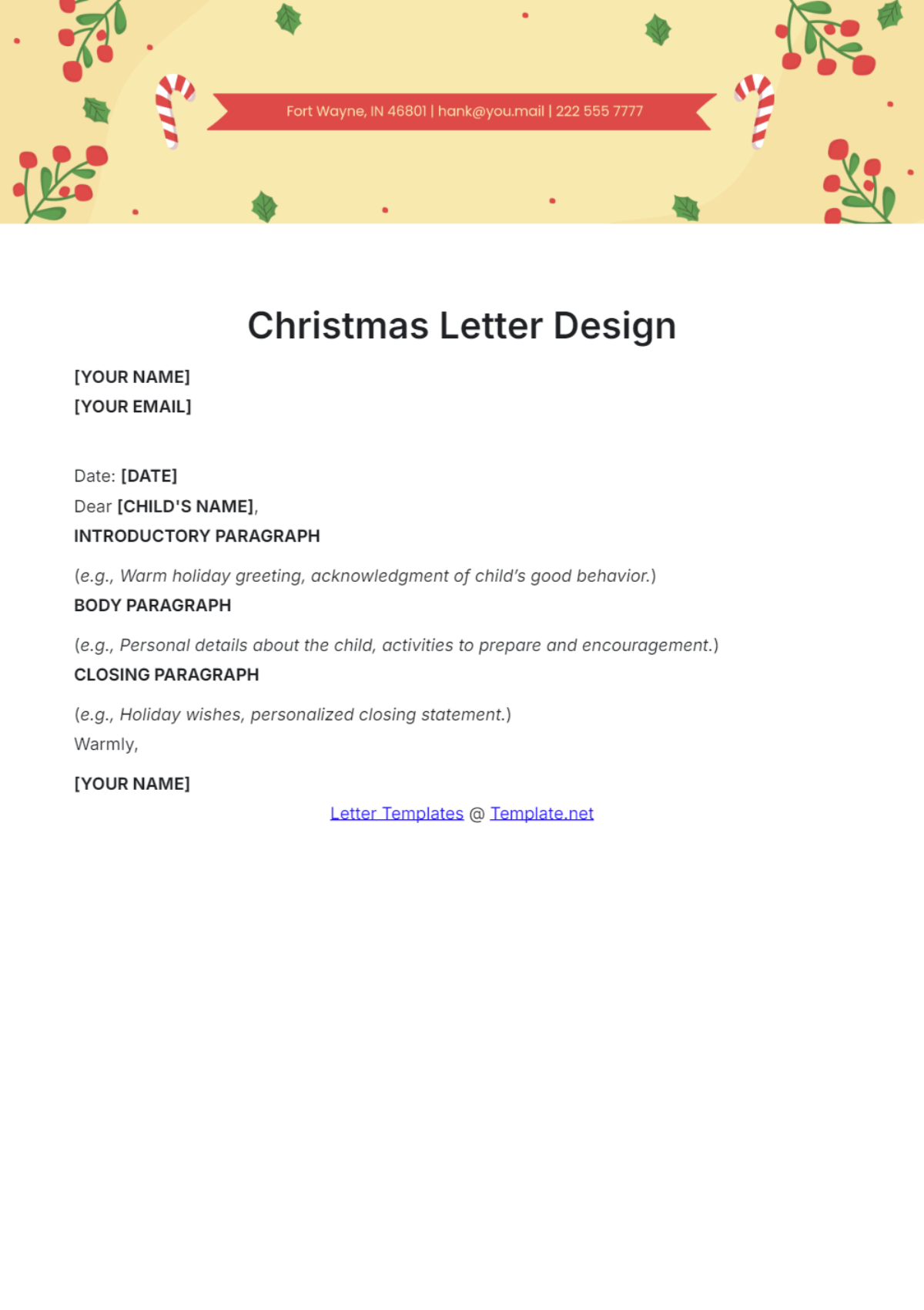 Christmas Letter Design Template - Edit Online & Download