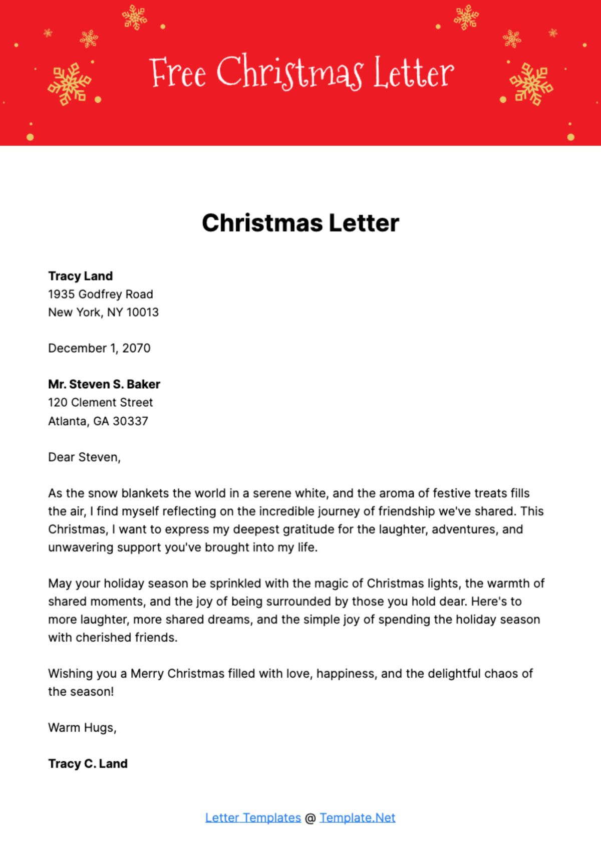Free Christmas Letter Template