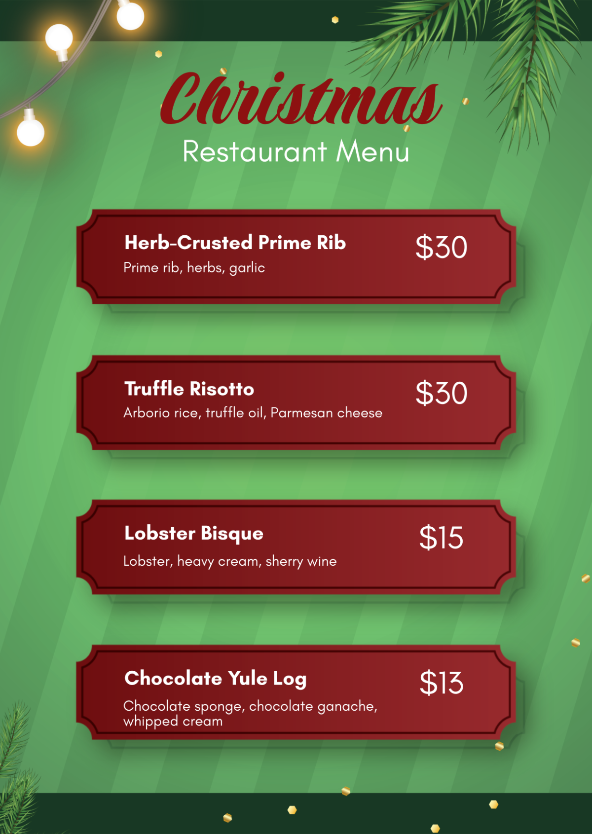 Free Christmas Cocktail Menu Template To Edit Online