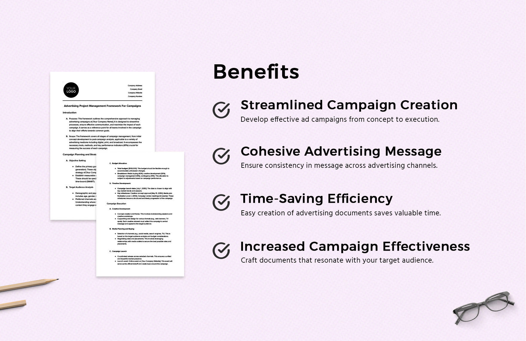 Advertising Project Management Framework for Campaigns Template