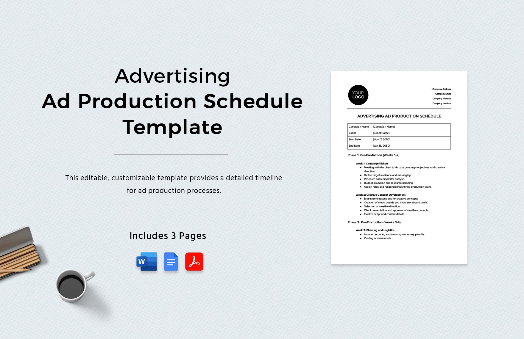 Advertising Ad Production Schedule Template